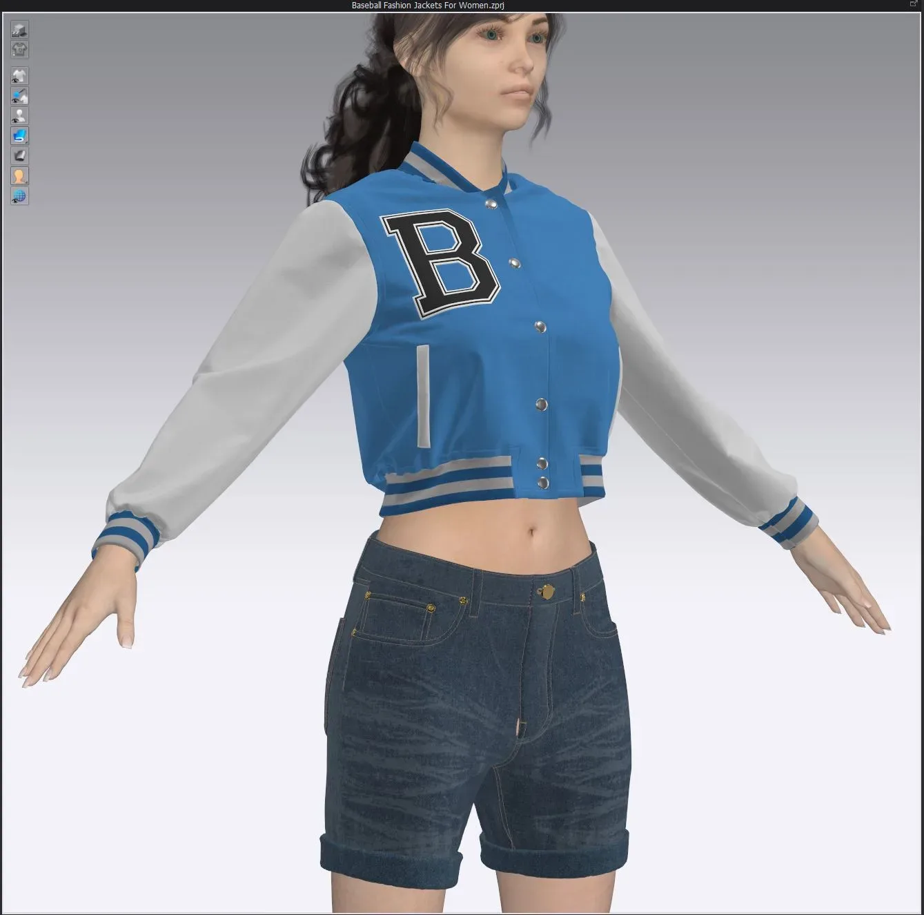 Baseball Fashion Jackets For Women, marvelous designer,clo3d