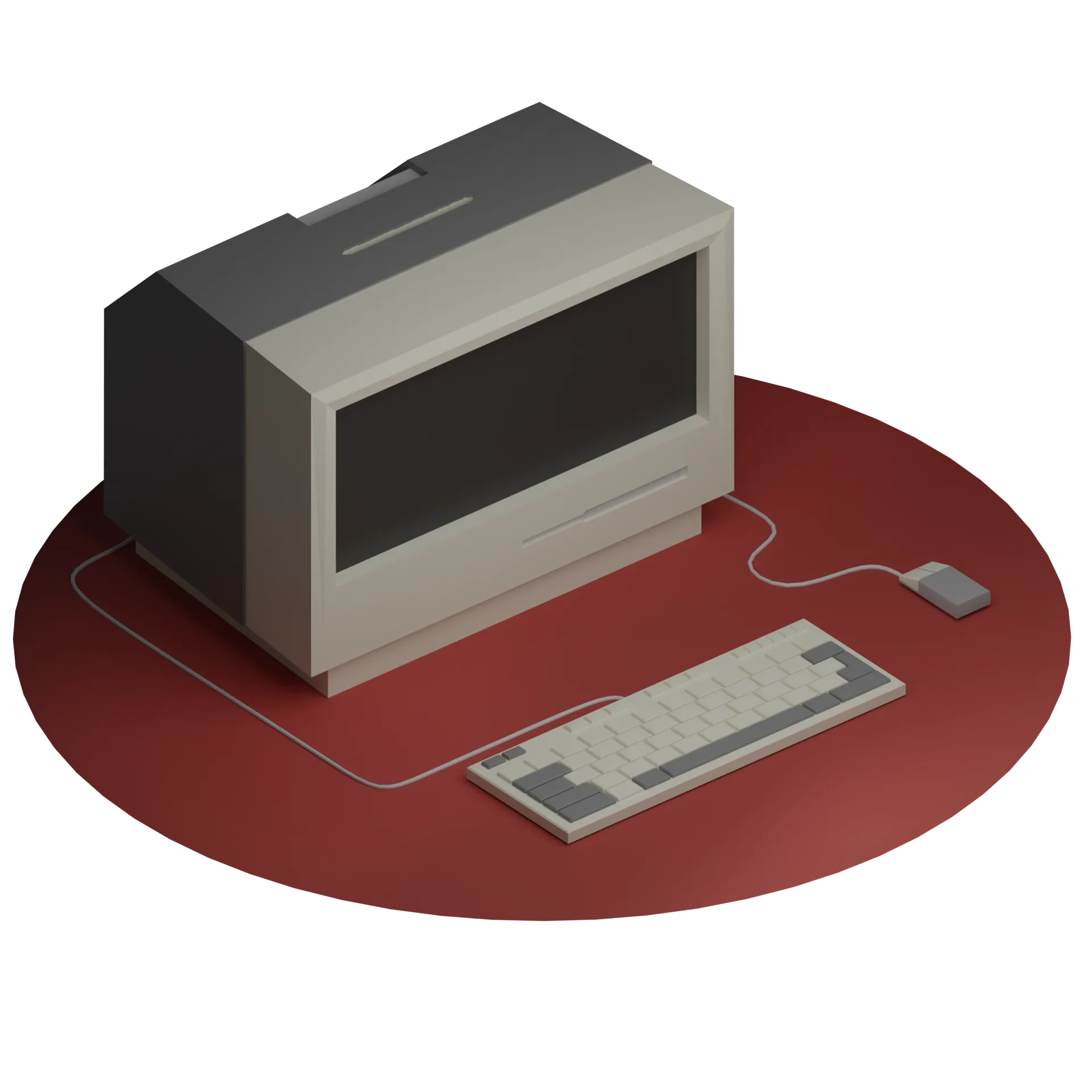 3D low-poly PC computer