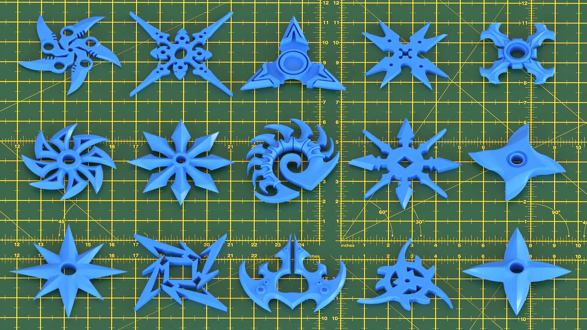 150 Hard Surface Shuriken 3d Print Ready _vol 01