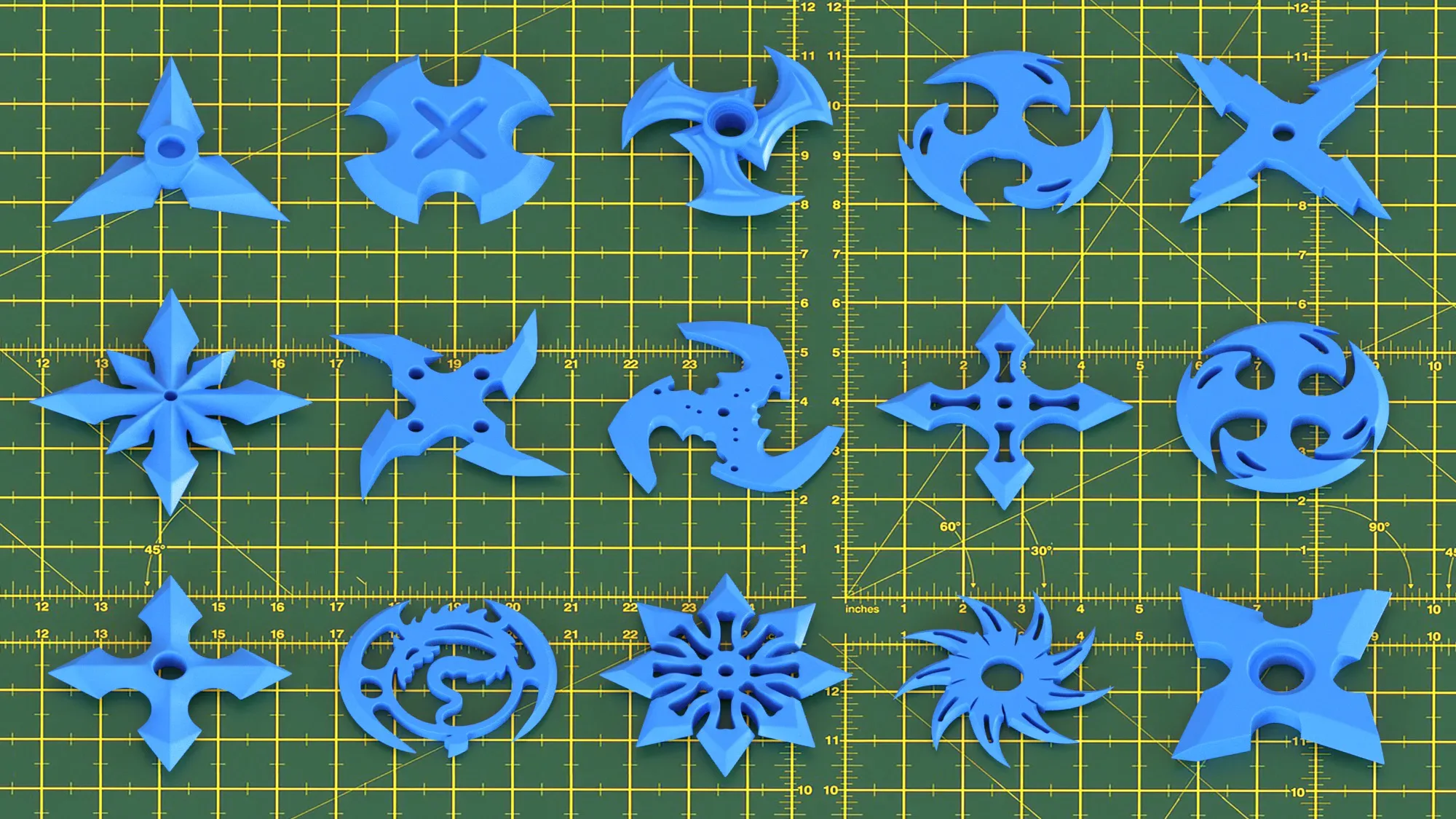 150 Hard Surface Shuriken 3d Print Ready _vol 01