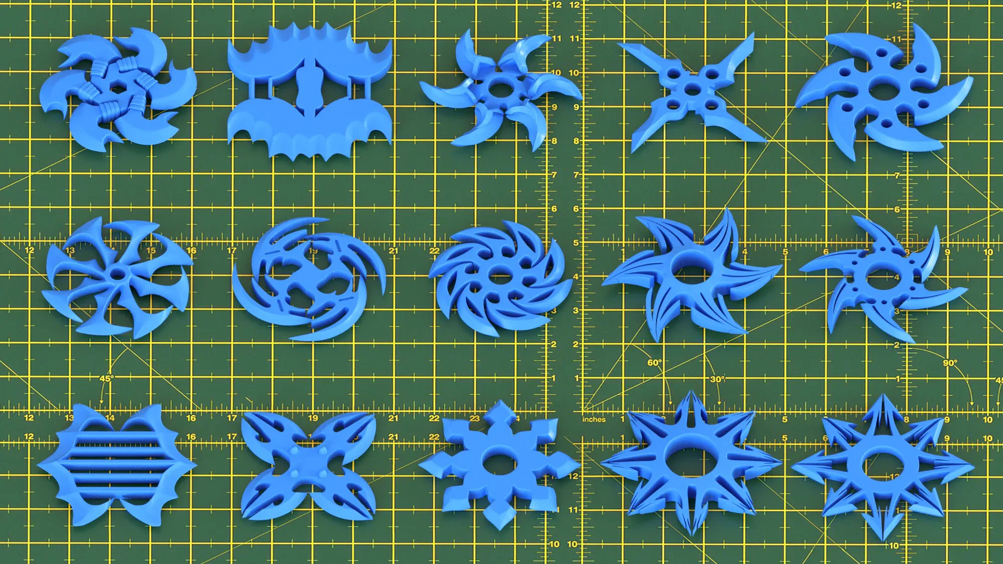 150 Hard Surface Shuriken 3d Print Ready _vol 01