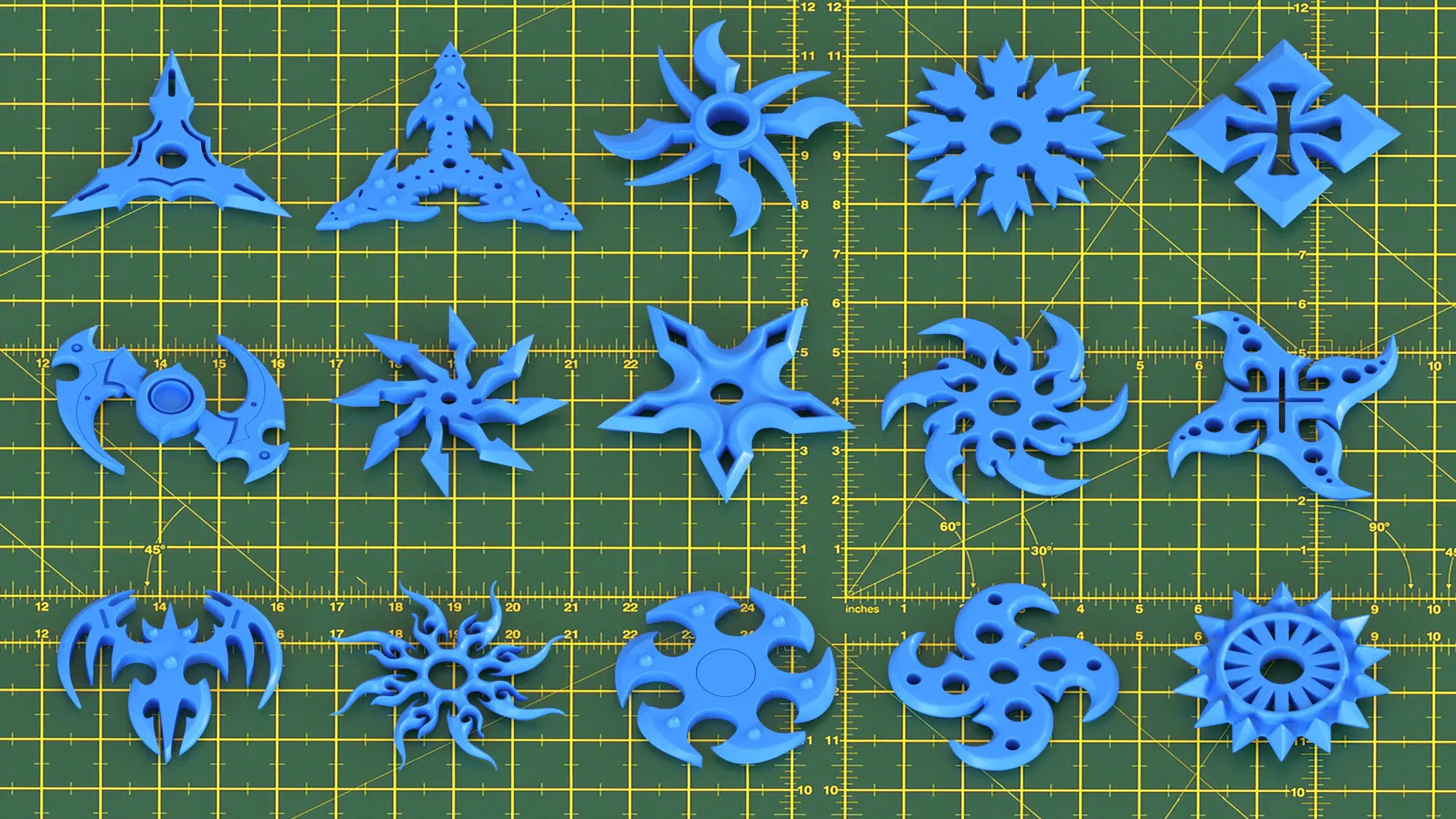 150 Hard Surface Shuriken 3d Print Ready _vol 01