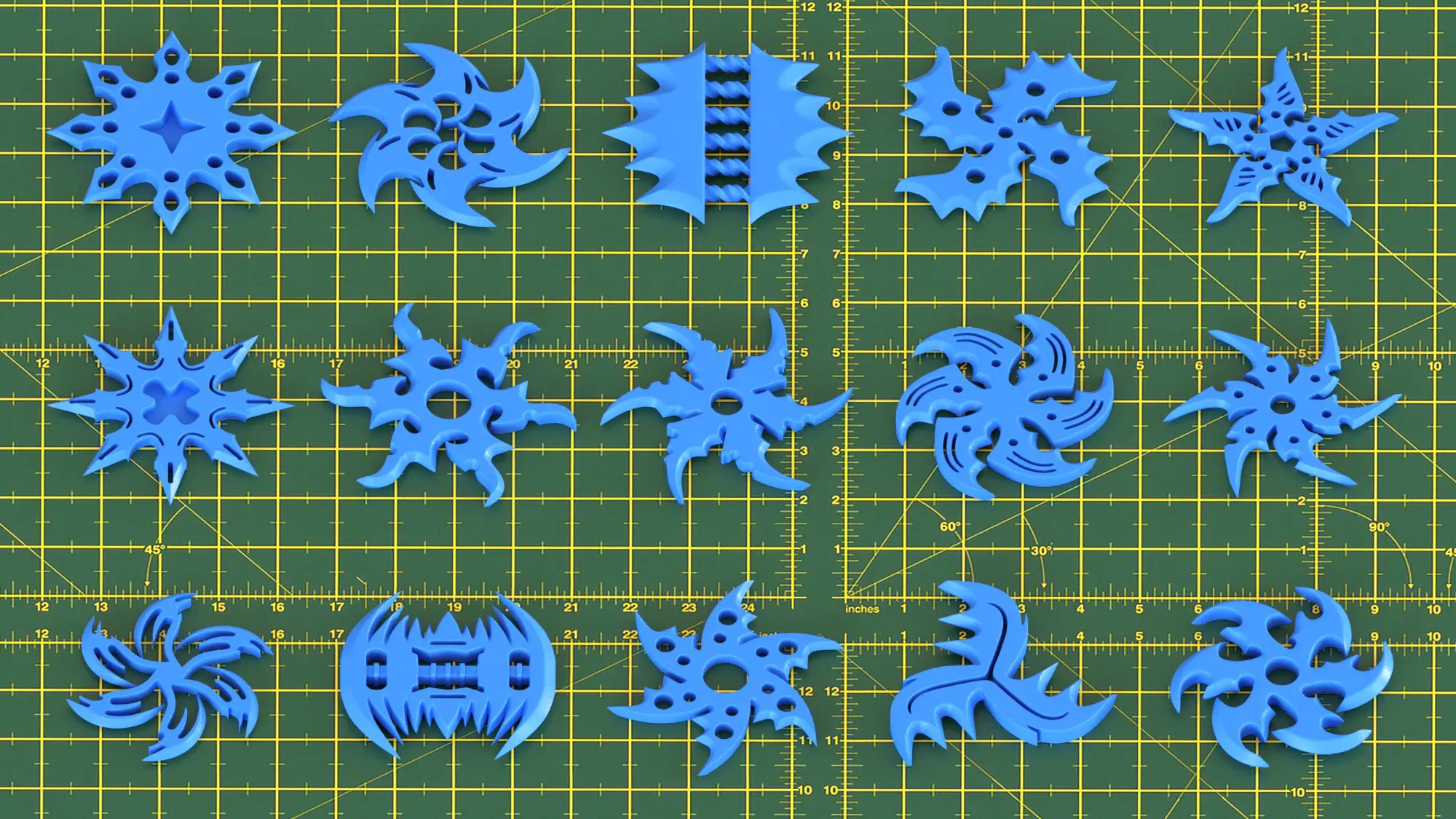 150 Hard Surface Shuriken 3d Print Ready _vol 01