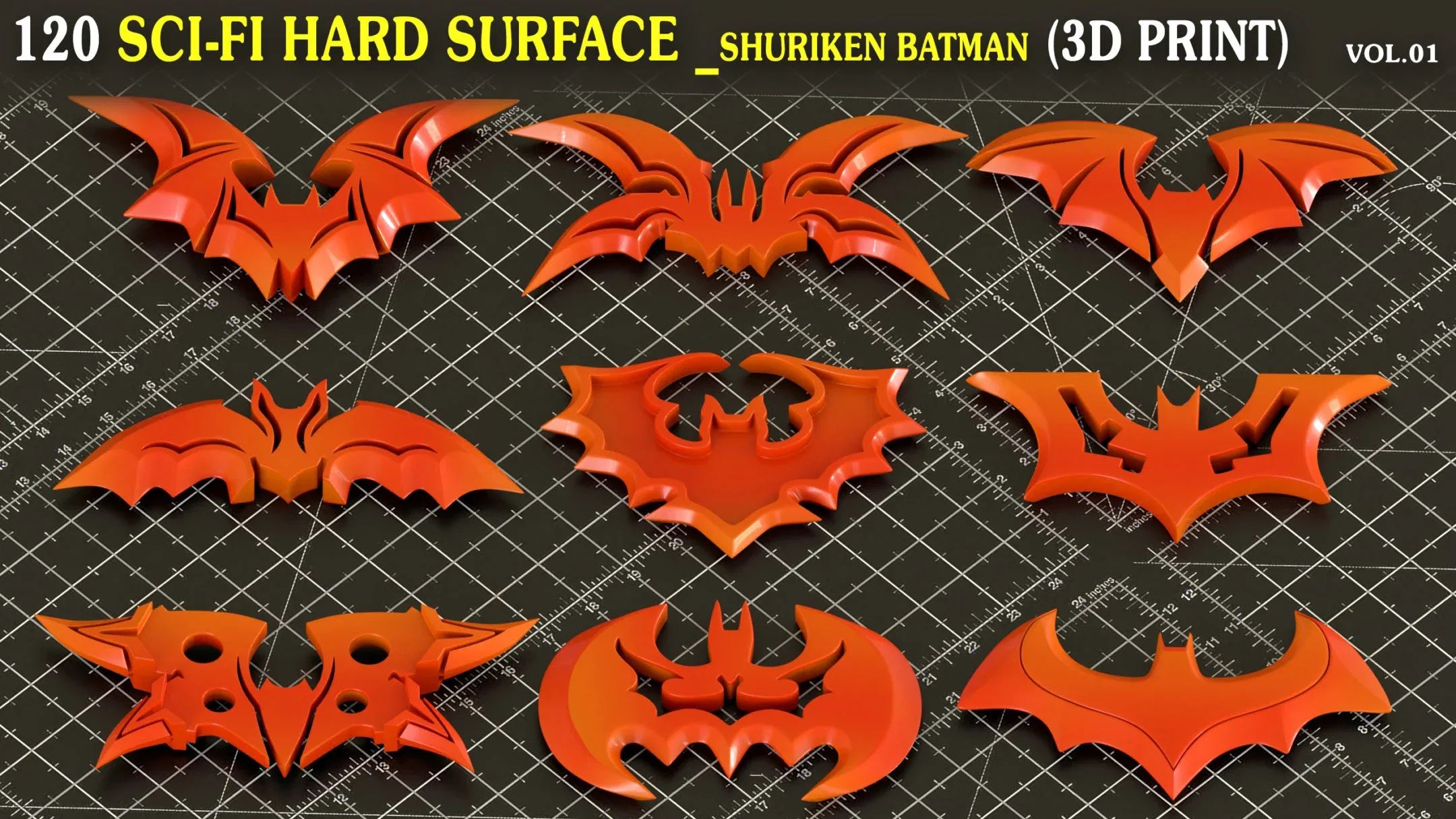 120 Hard Surface Shuriken Batman 3d Print Ready_vol 01