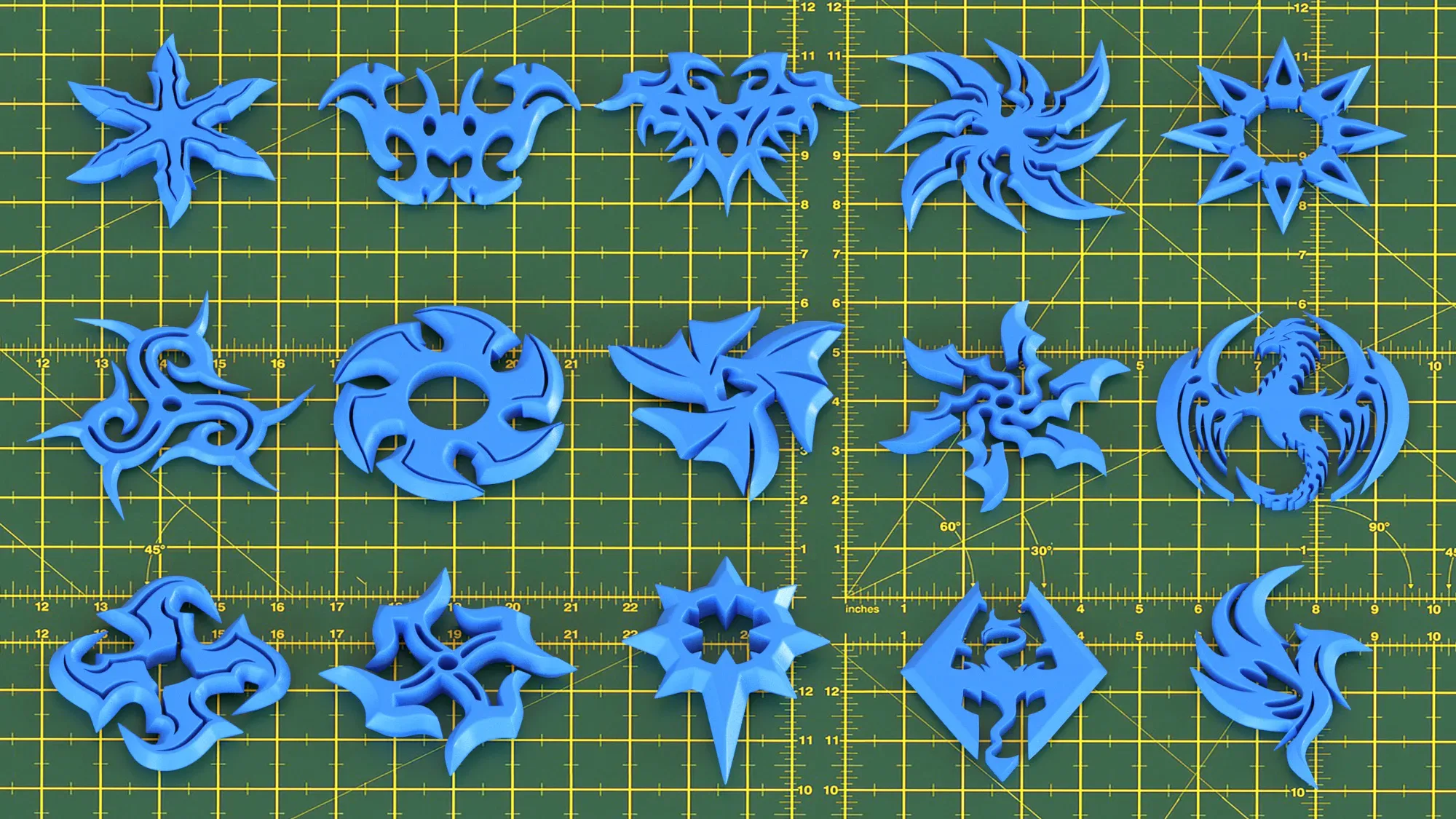 150 Hard Surface Shuriken 3d Print Ready _vol 02