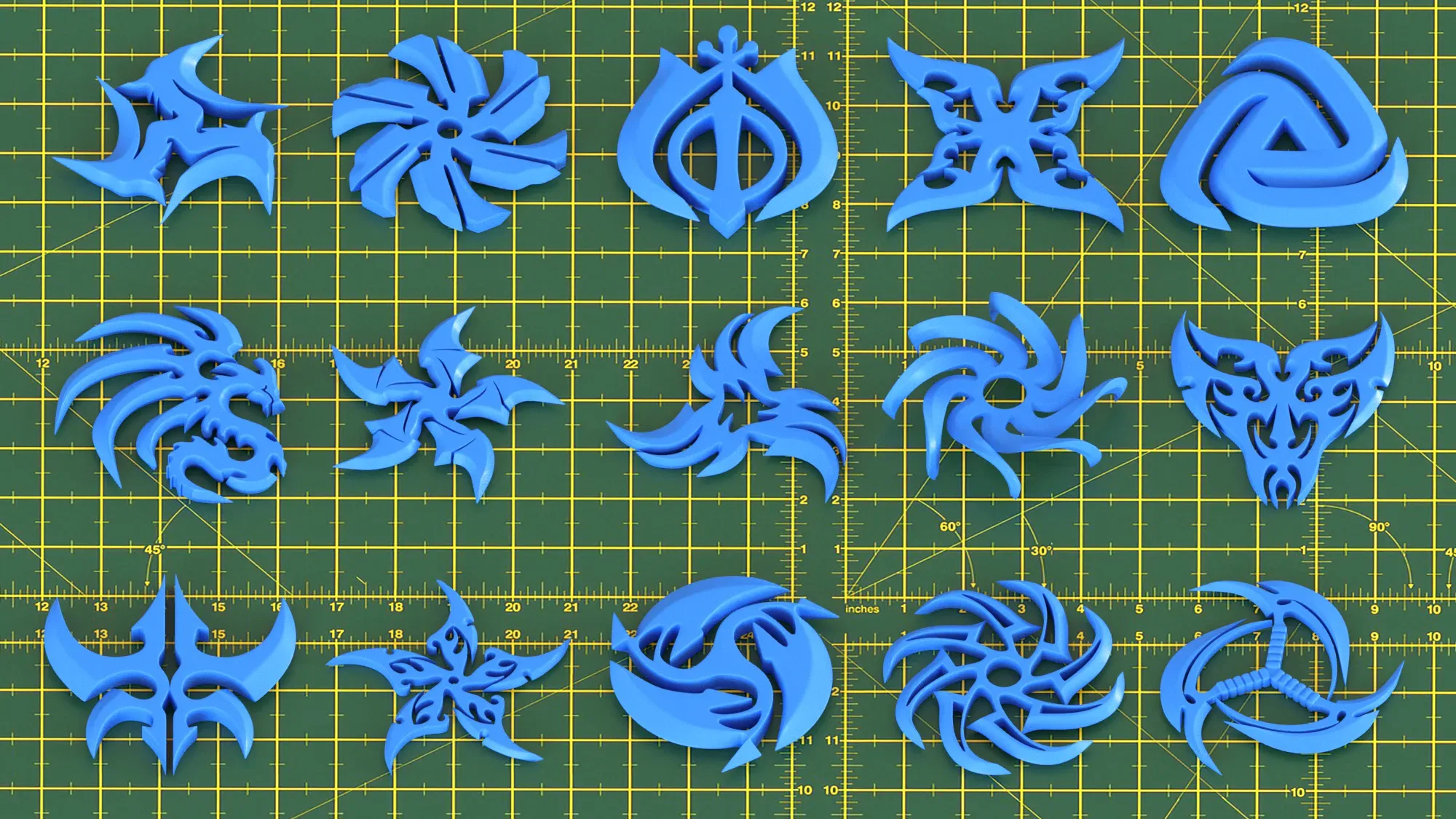 150 Hard Surface Shuriken 3d Print Ready _vol 02