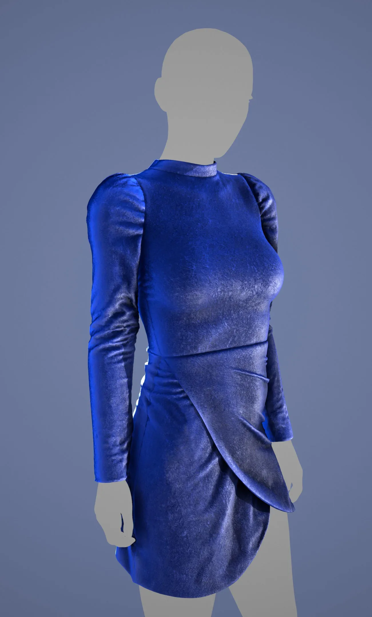 Blue Velvet Dress