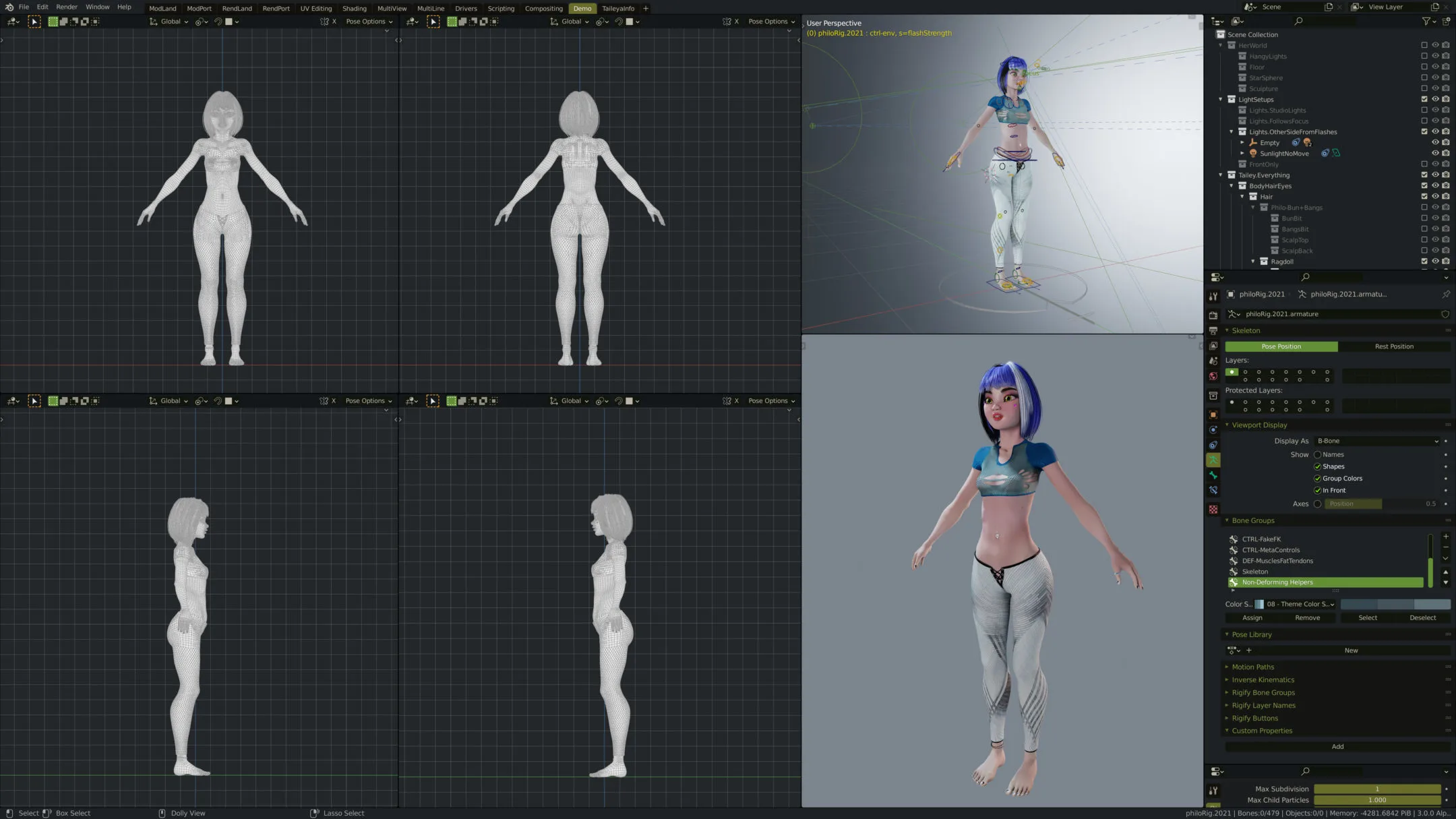 Tailey Fang, Asian Girl - Female Rigged Character