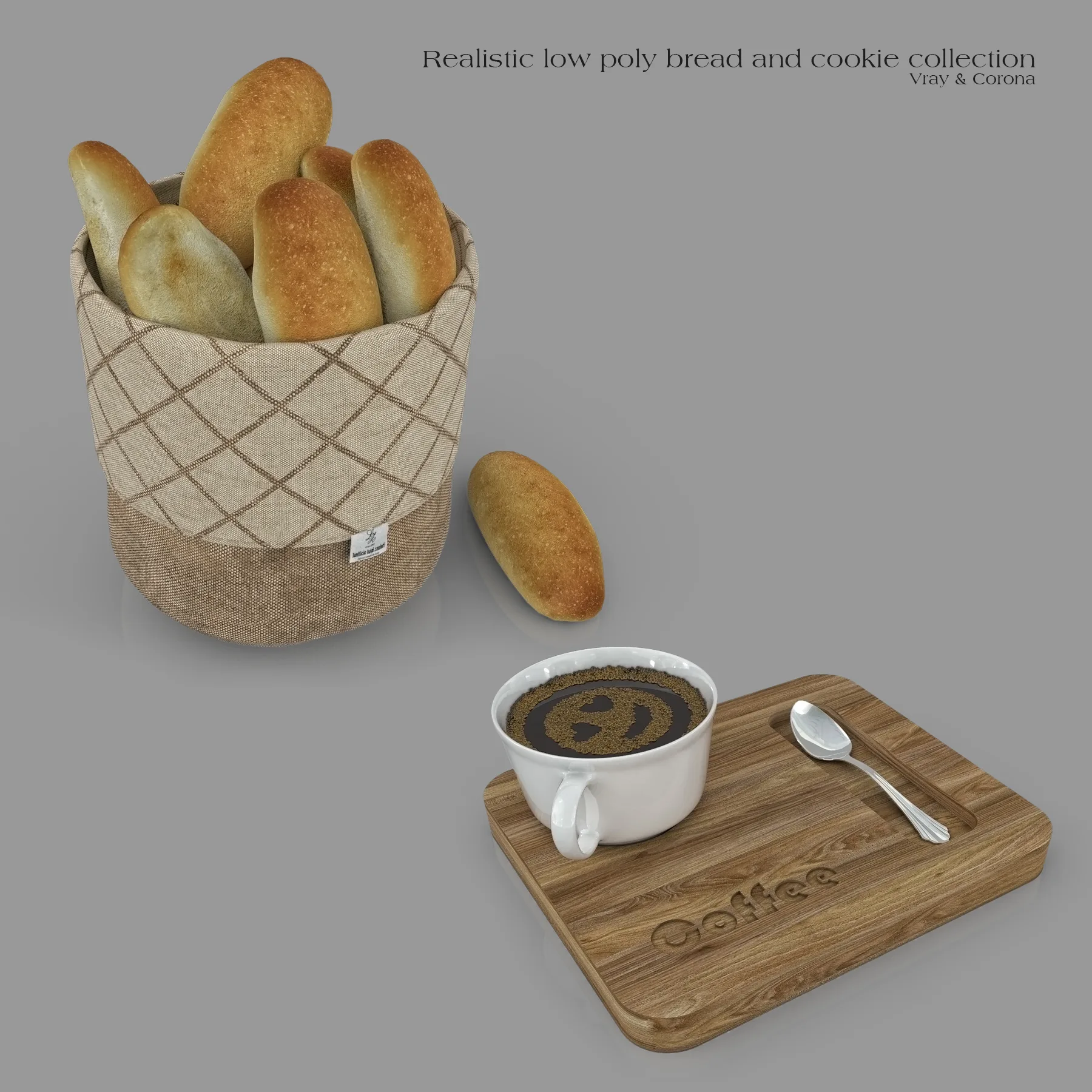 Realistic Low Poly Bread And Cookie Collection