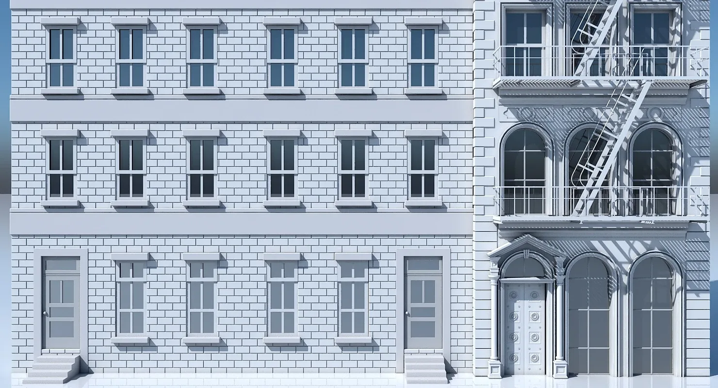 3D Commercial Building Facade 01
