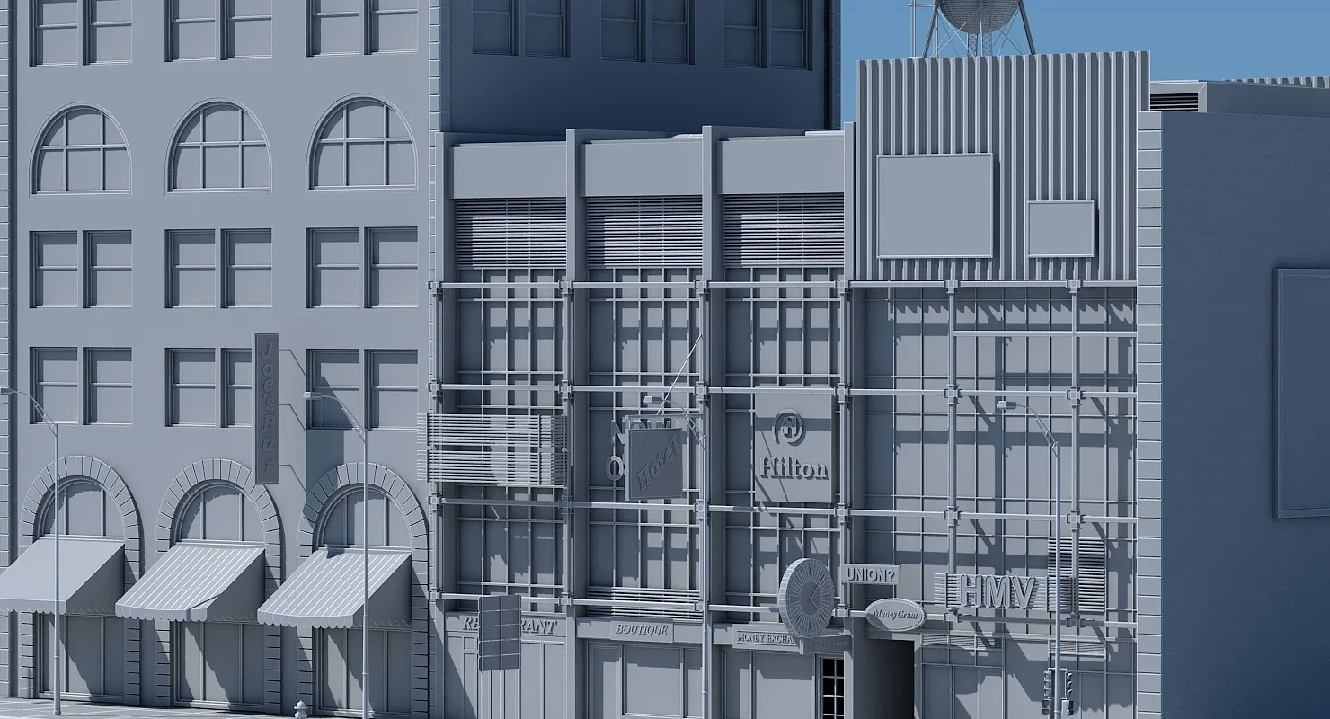 3D Commercial Building Facade 07