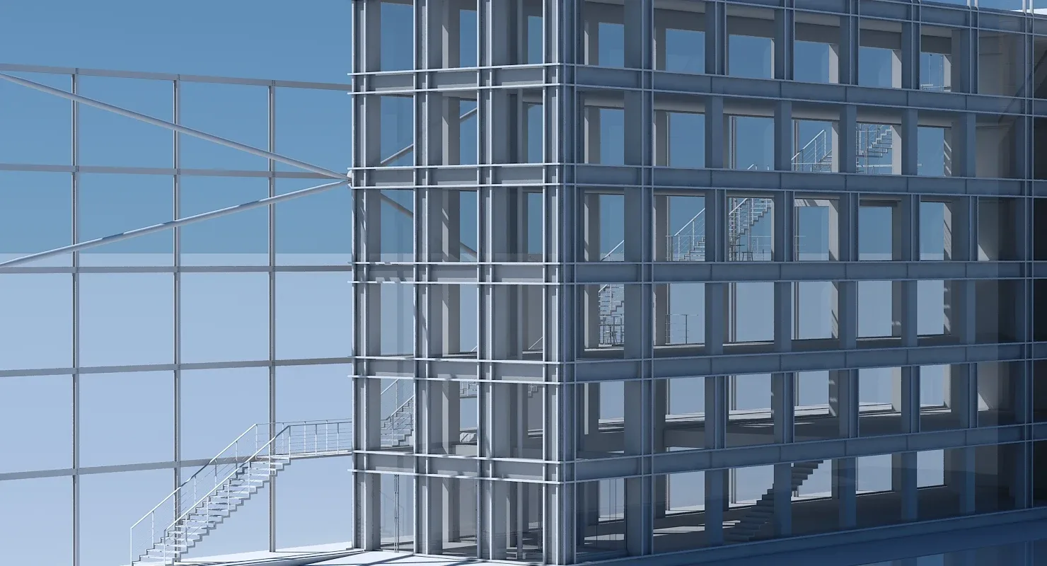 3D Commercial Building Facade 08