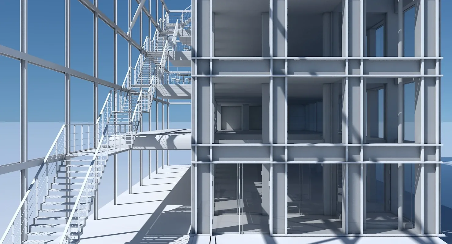 3D Commercial Building Facade 08