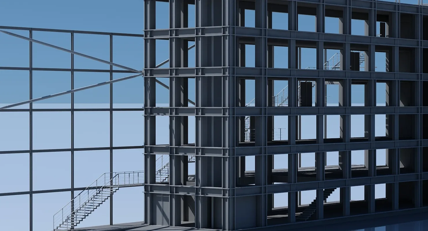 3D Commercial Building Facade 08