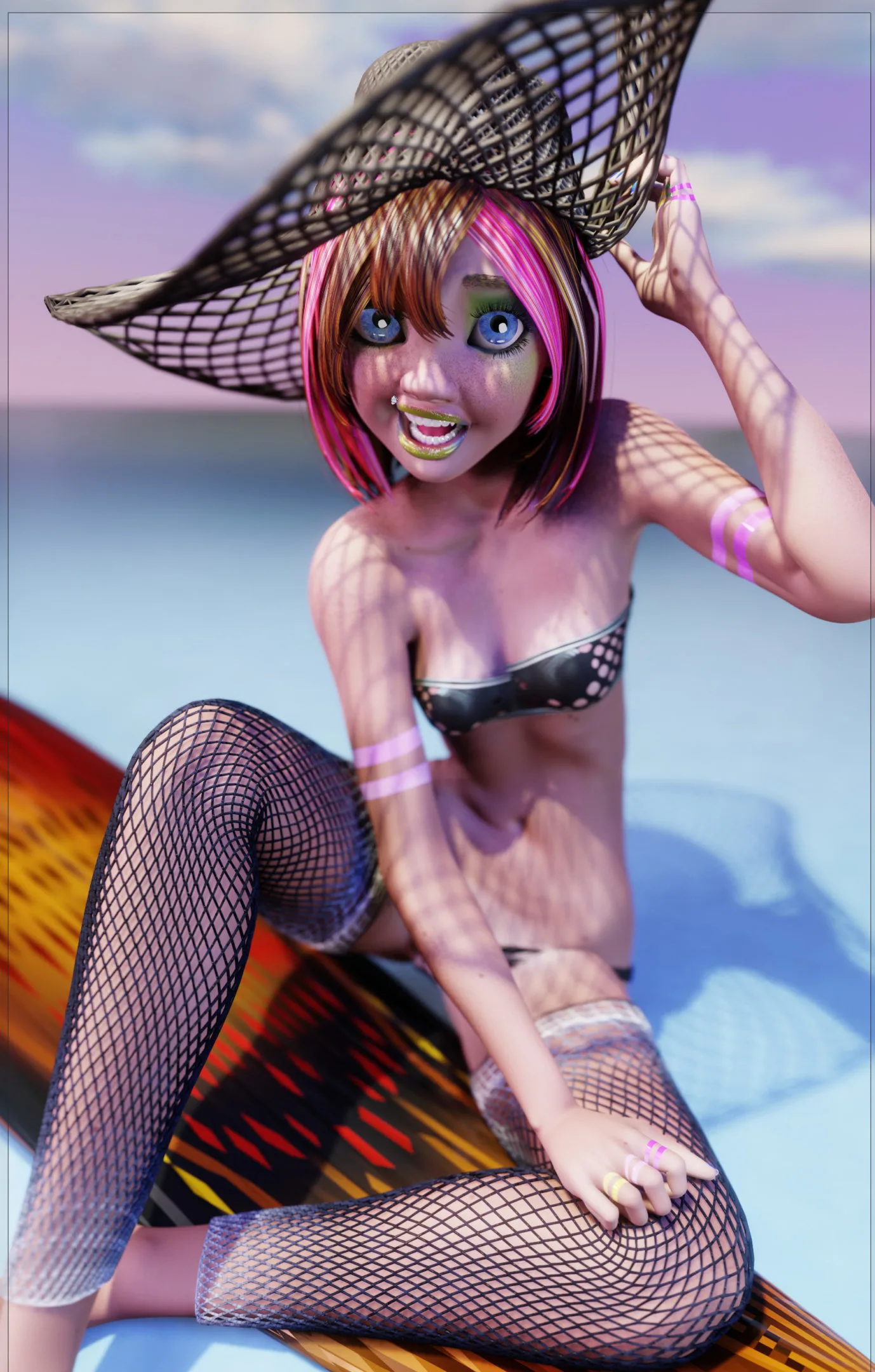 Monette Taida, Surfer Girl - Female Rigged Character