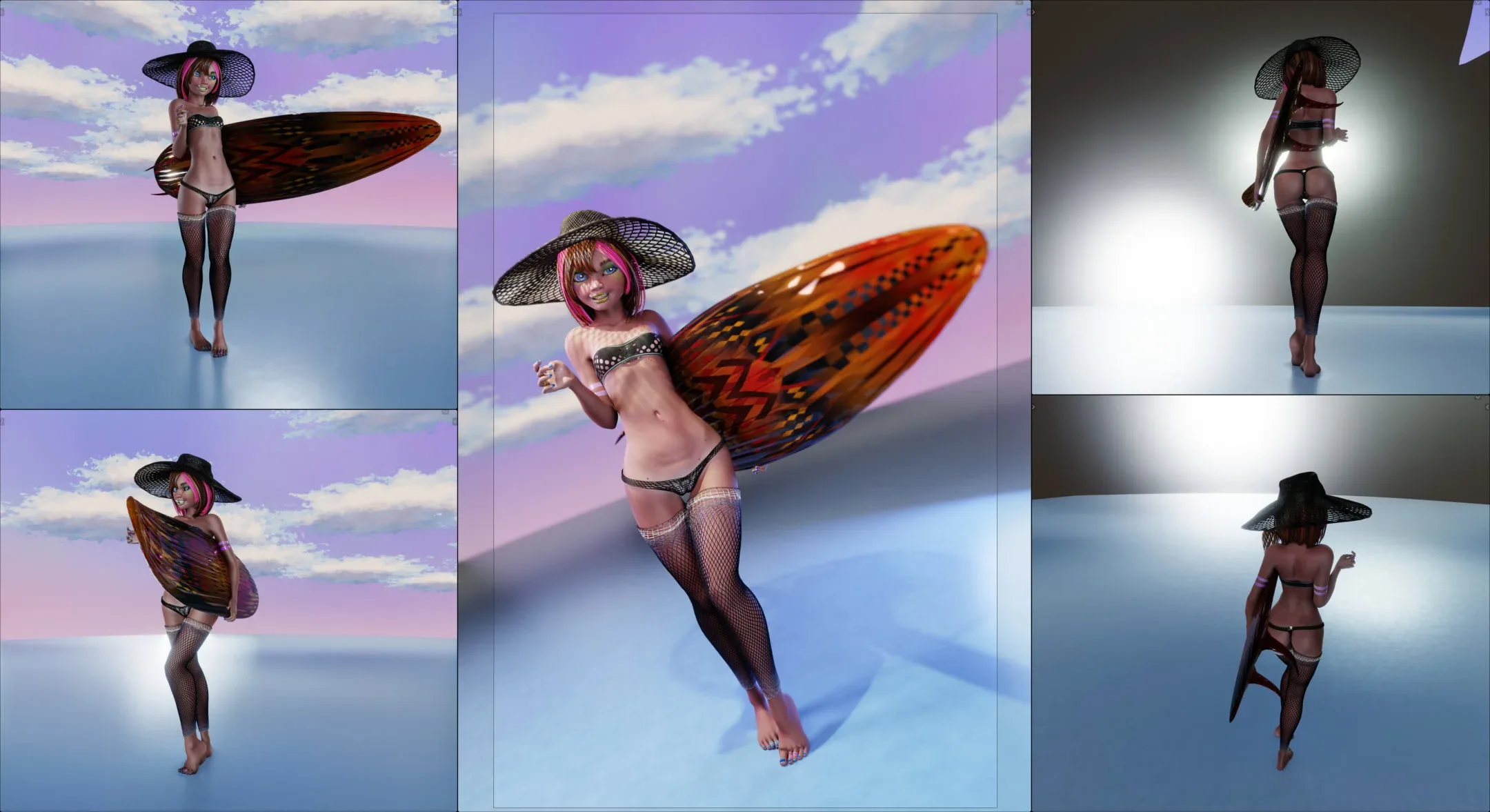 Monette Taida, Surfer Girl - Female Rigged Character