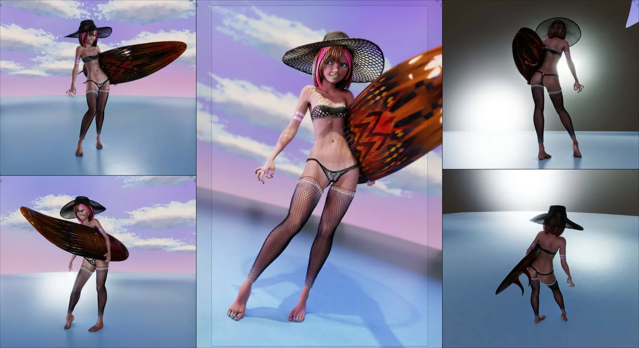 Monette Taida, Surfer Girl - Female Rigged Character