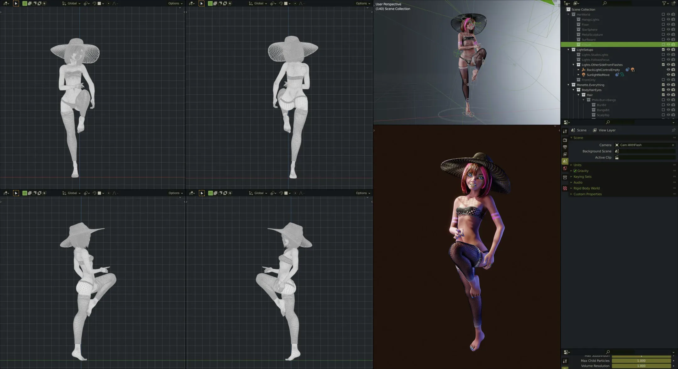 Monette Taida, Surfer Girl - Female Rigged Character