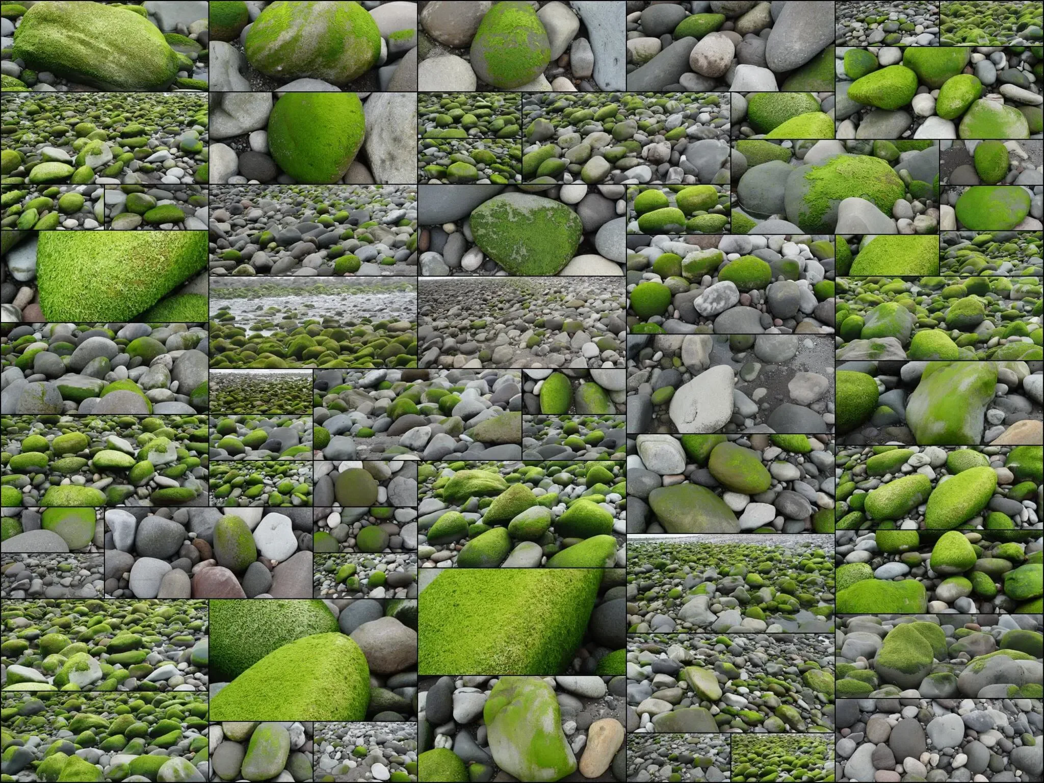 61 photos of Wet Green Mossy Pebbles