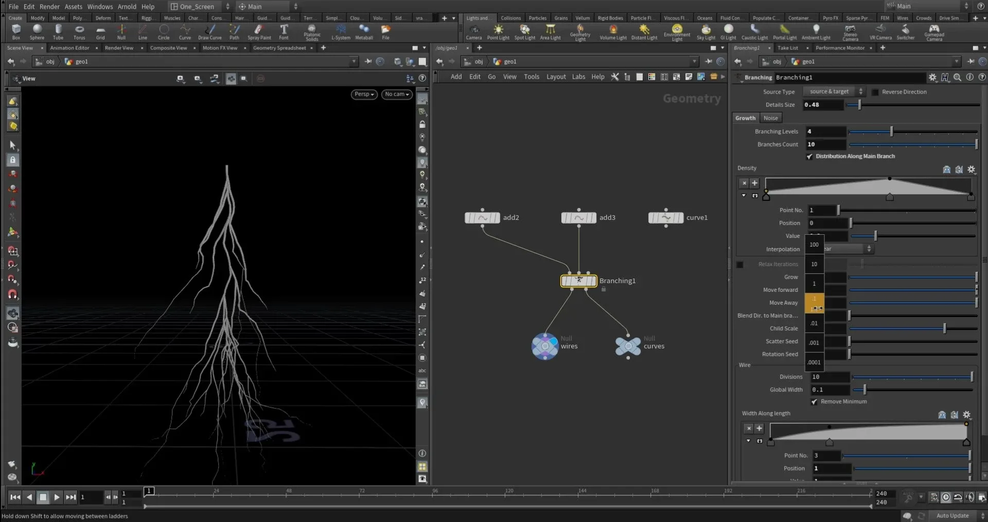 Branching tool ( Houdini digital asset )