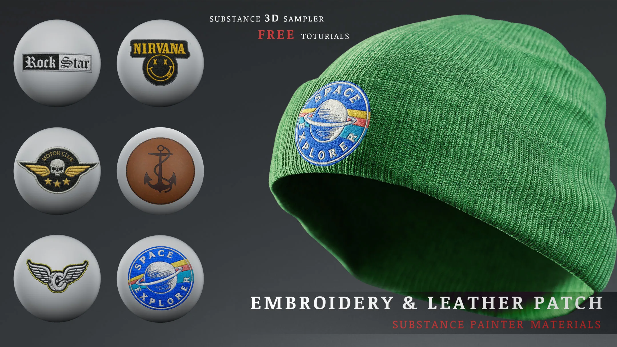 Embroidery and leather Patches for substance painter