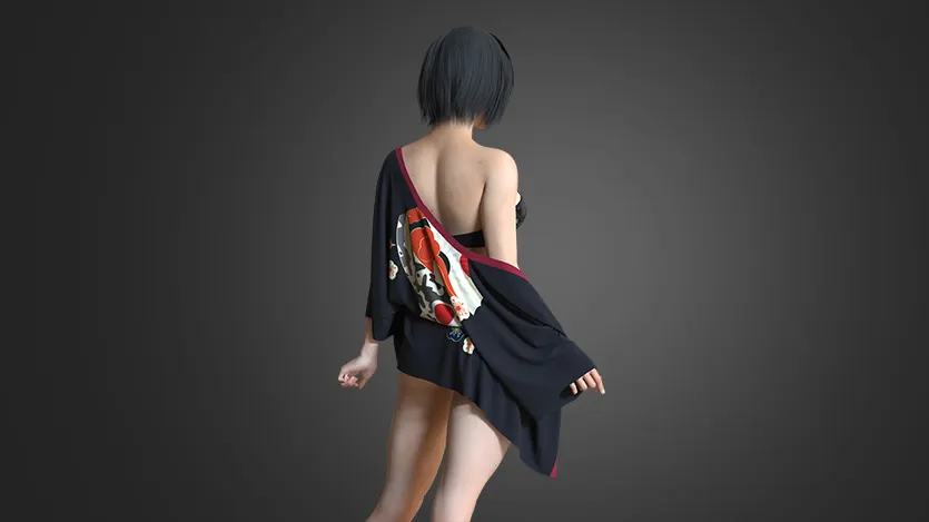 Lace Underwear and Kimono | clo3d | marvelous designer