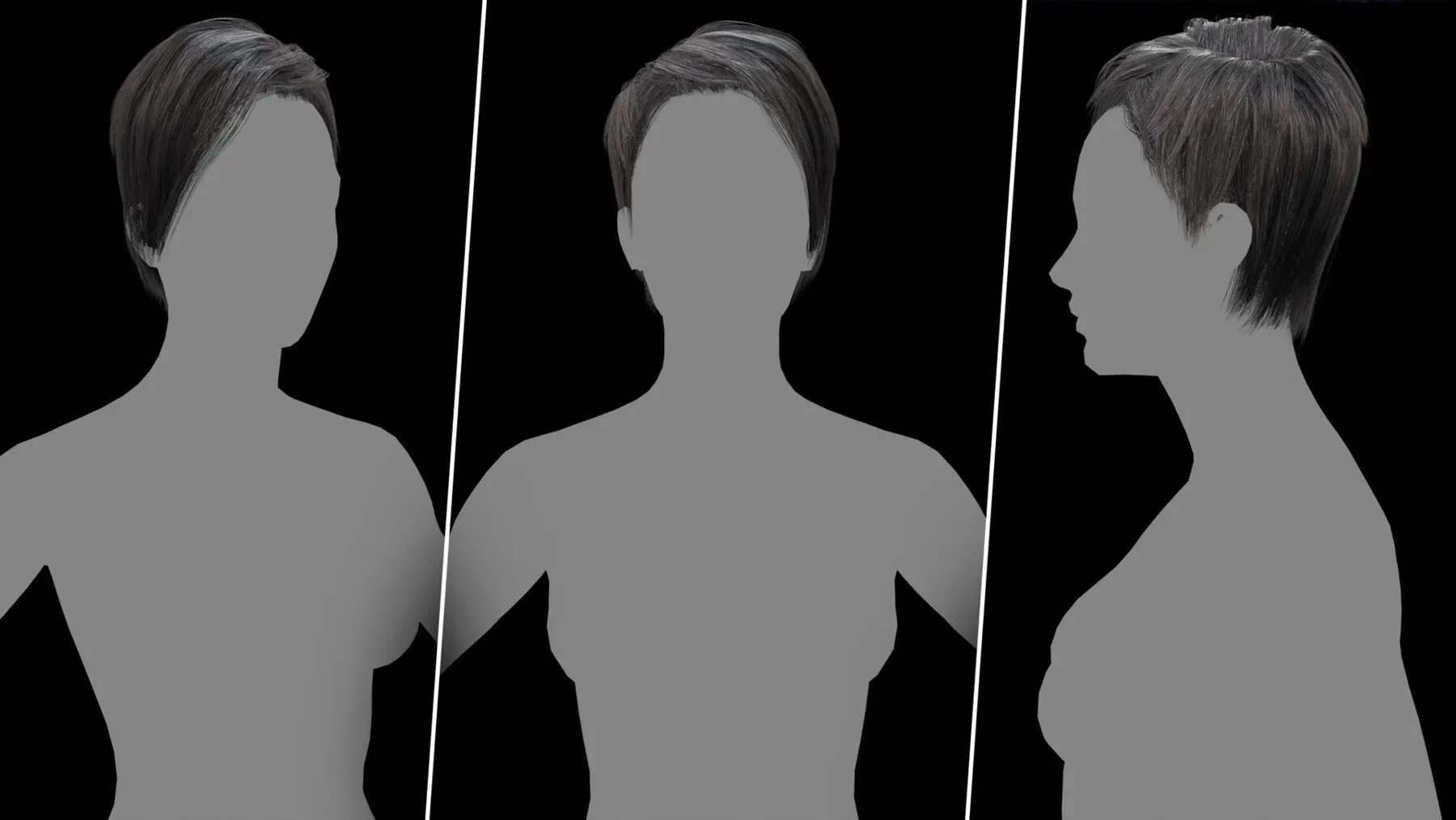 Very Low Poly Hair Cards ( 20 Male And Female Hair Models)