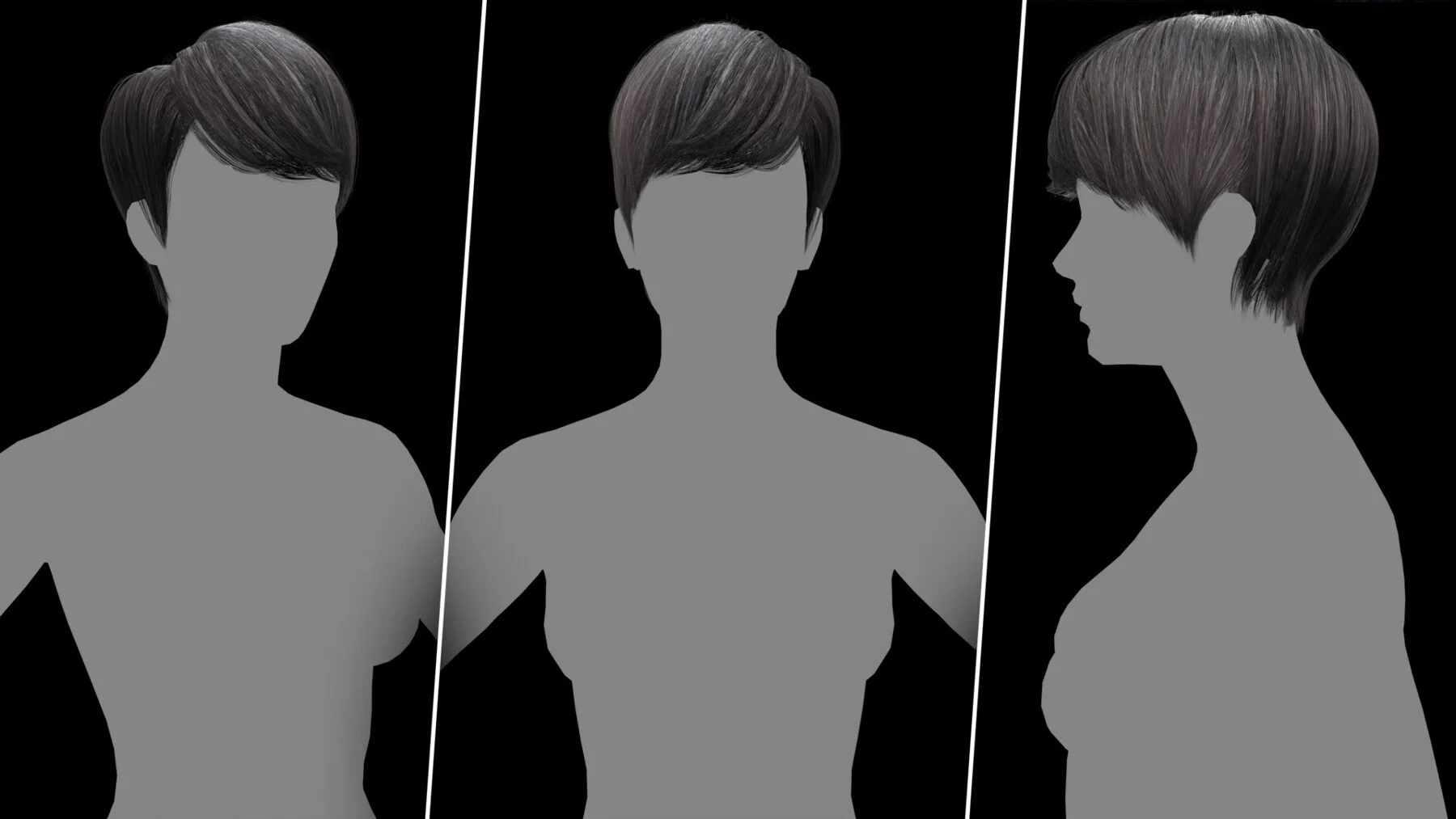 Very Low Poly Hair Cards ( 20 Male And Female Hair Models)