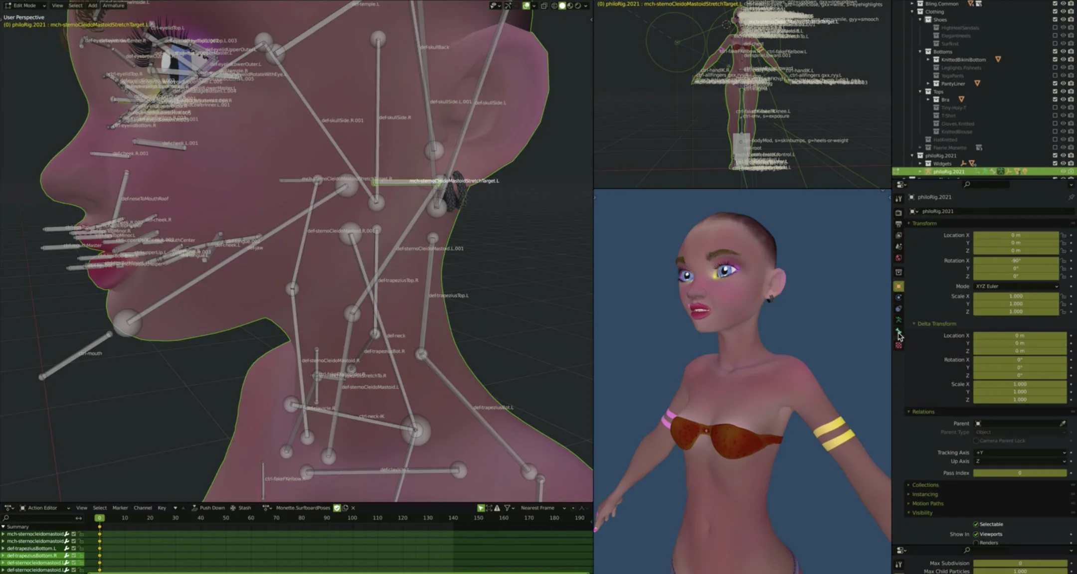 Rigging Females in Blender, Lesson 3, Neck