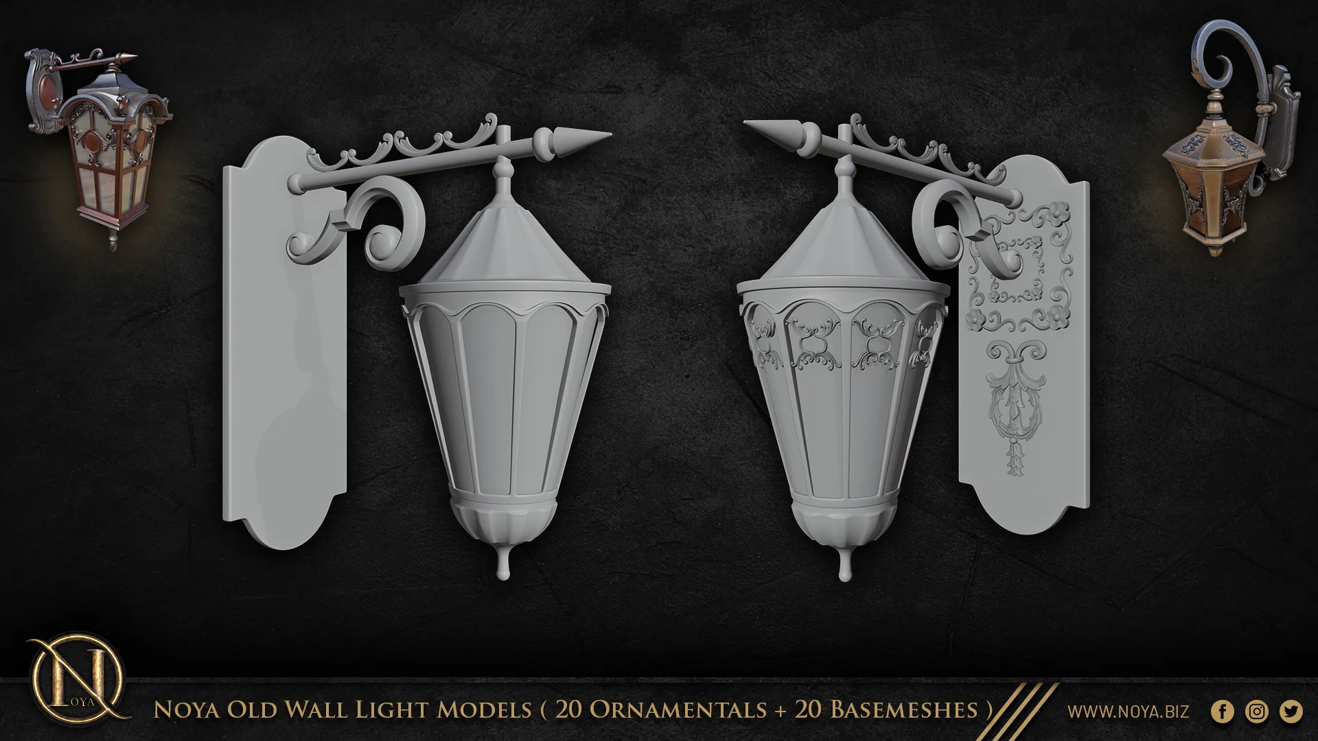 Noya Old Wall Light Models ( 20 Ornamentals + 20 Basemeshes )