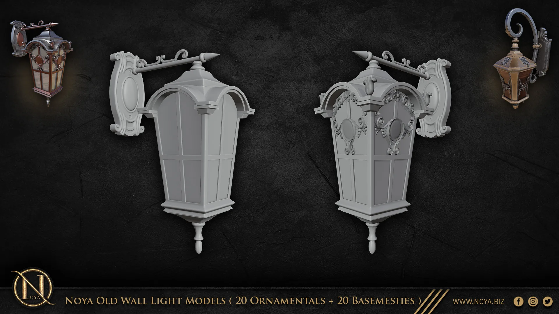 Noya Old Wall Light Models ( 20 Ornamentals + 20 Basemeshes )