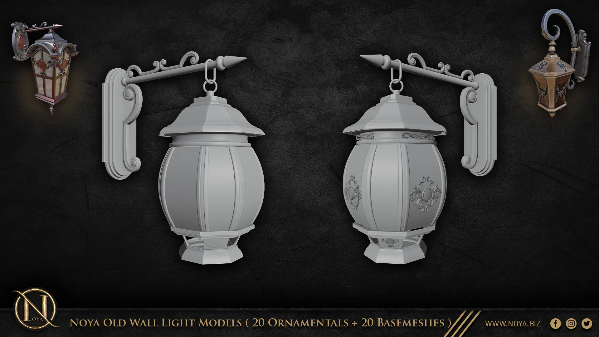 Noya Old Wall Light Models ( 20 Ornamentals + 20 Basemeshes )