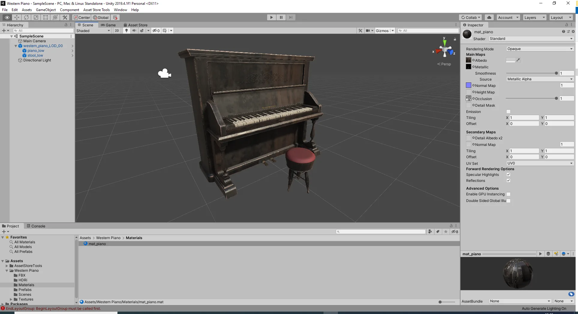 Western Piano - Game Ready