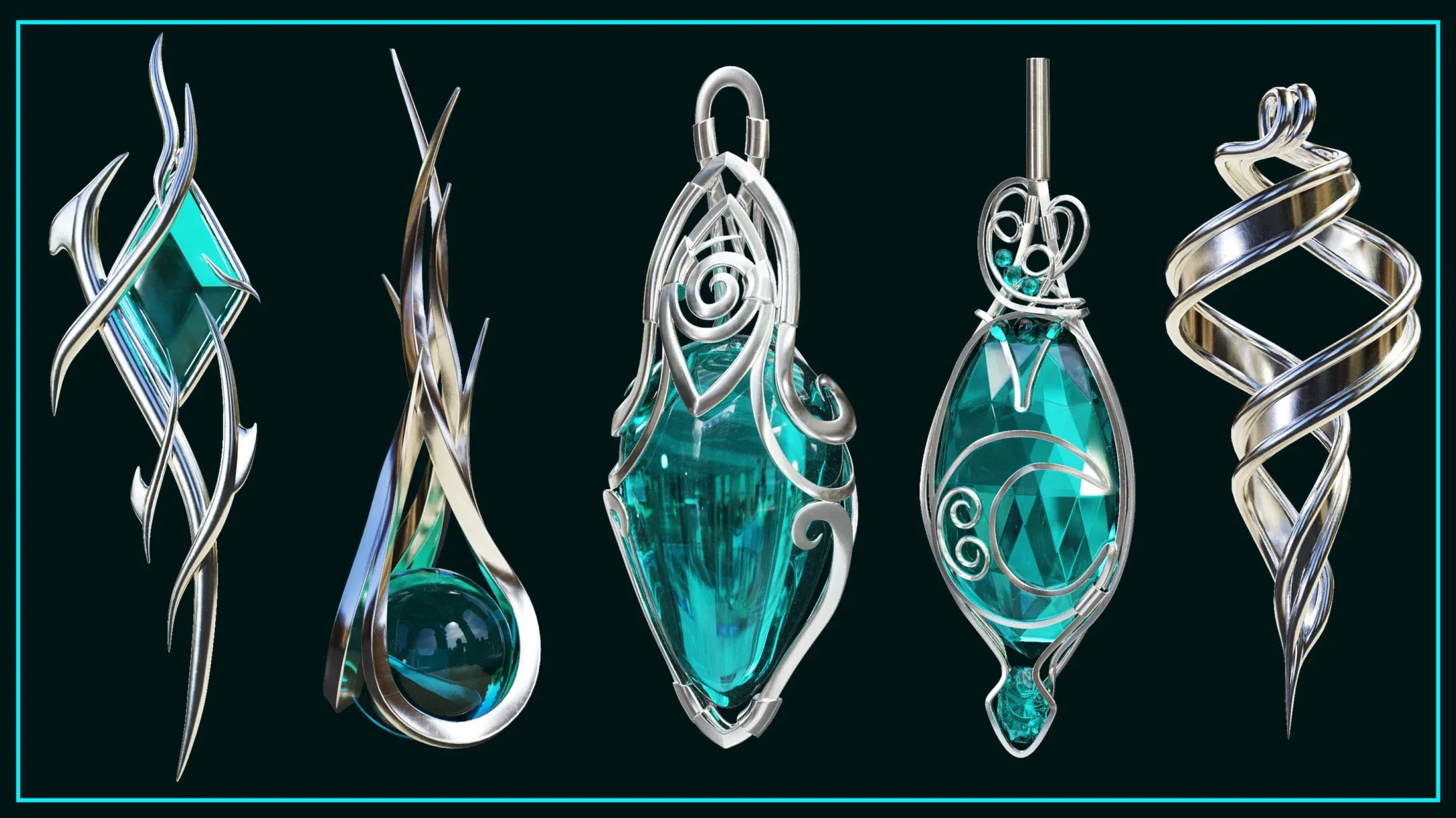 25 Necklace / Amulet Base Mesh - VOL 03 ( Game Ready )