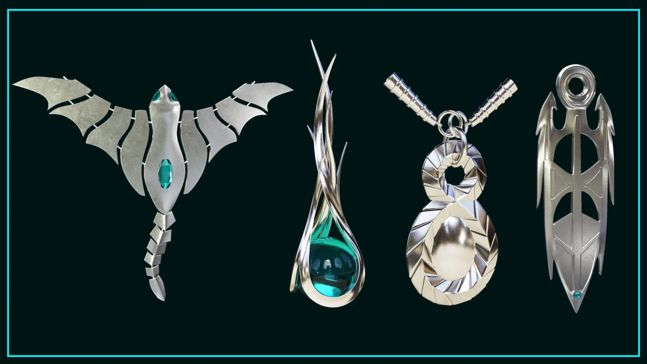 25 Necklace / Amulet Base Mesh - VOL 03 ( Game Ready )