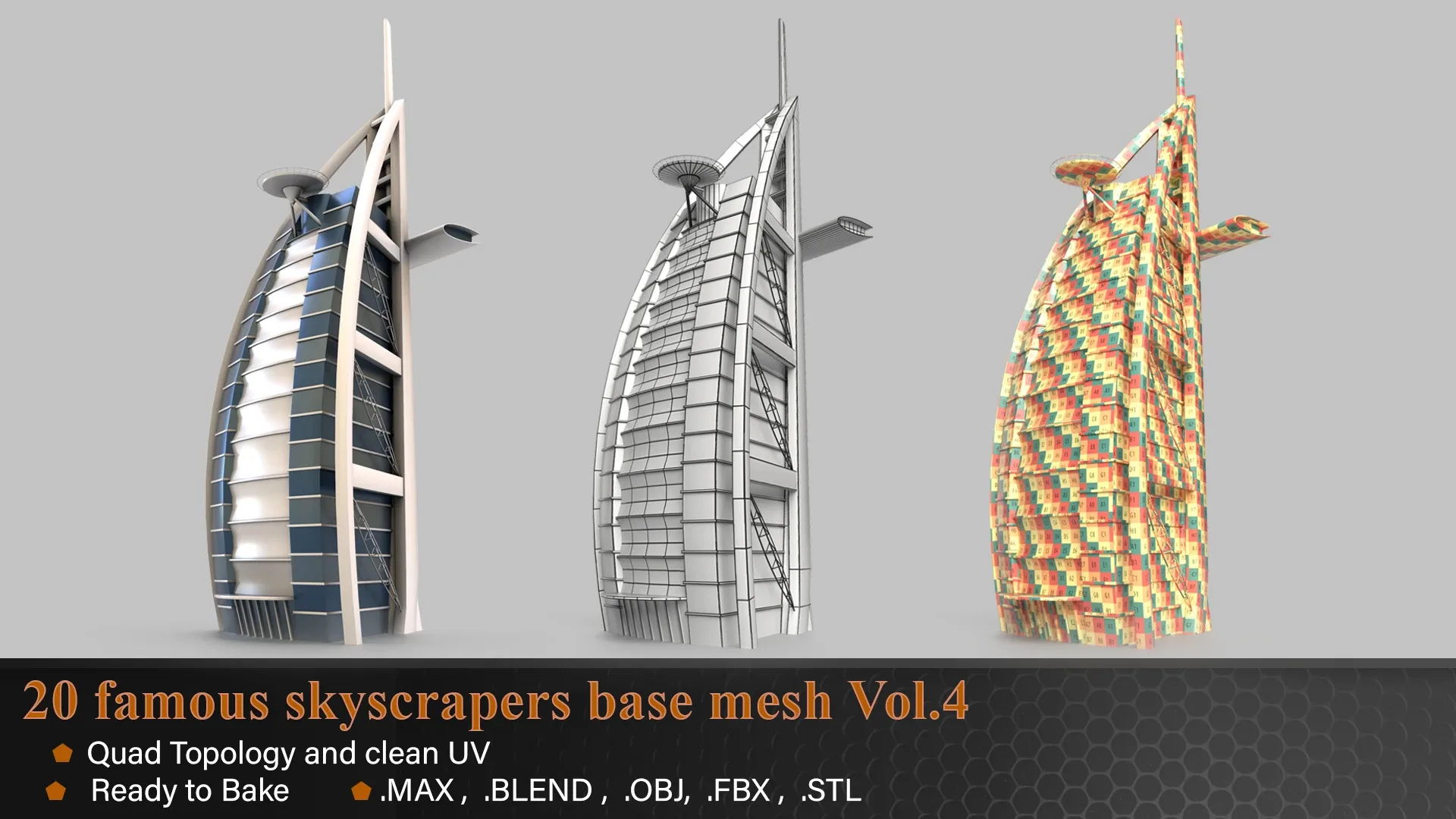 20 Famous Skyscrapers Base Mesh Vol.4