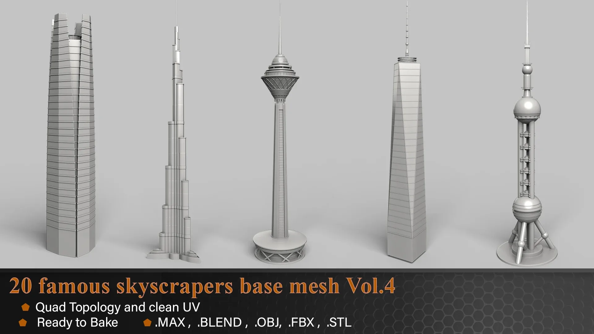 20 Famous Skyscrapers Base Mesh Vol.4