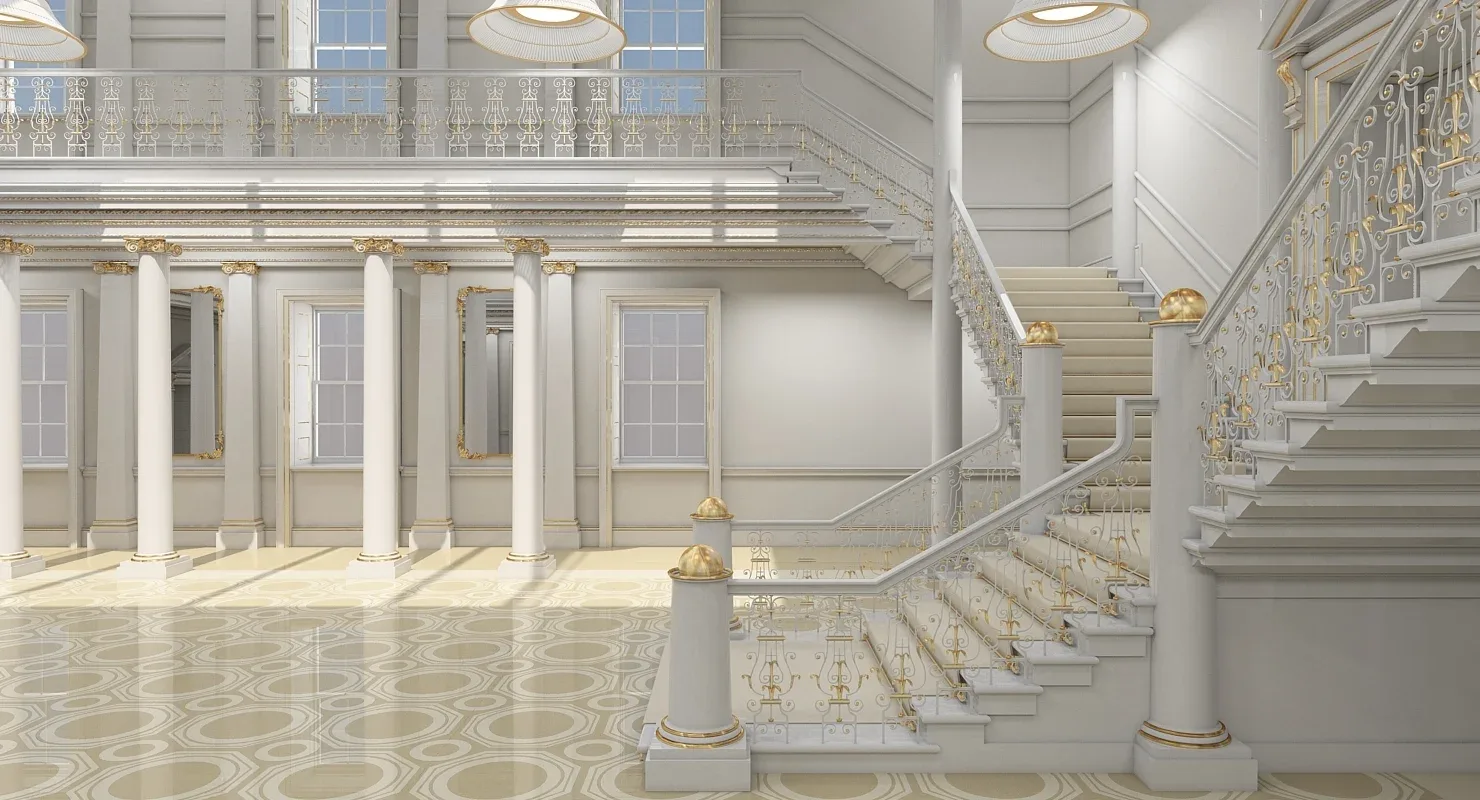 3D model Grand Hall Lobby Staircase 2