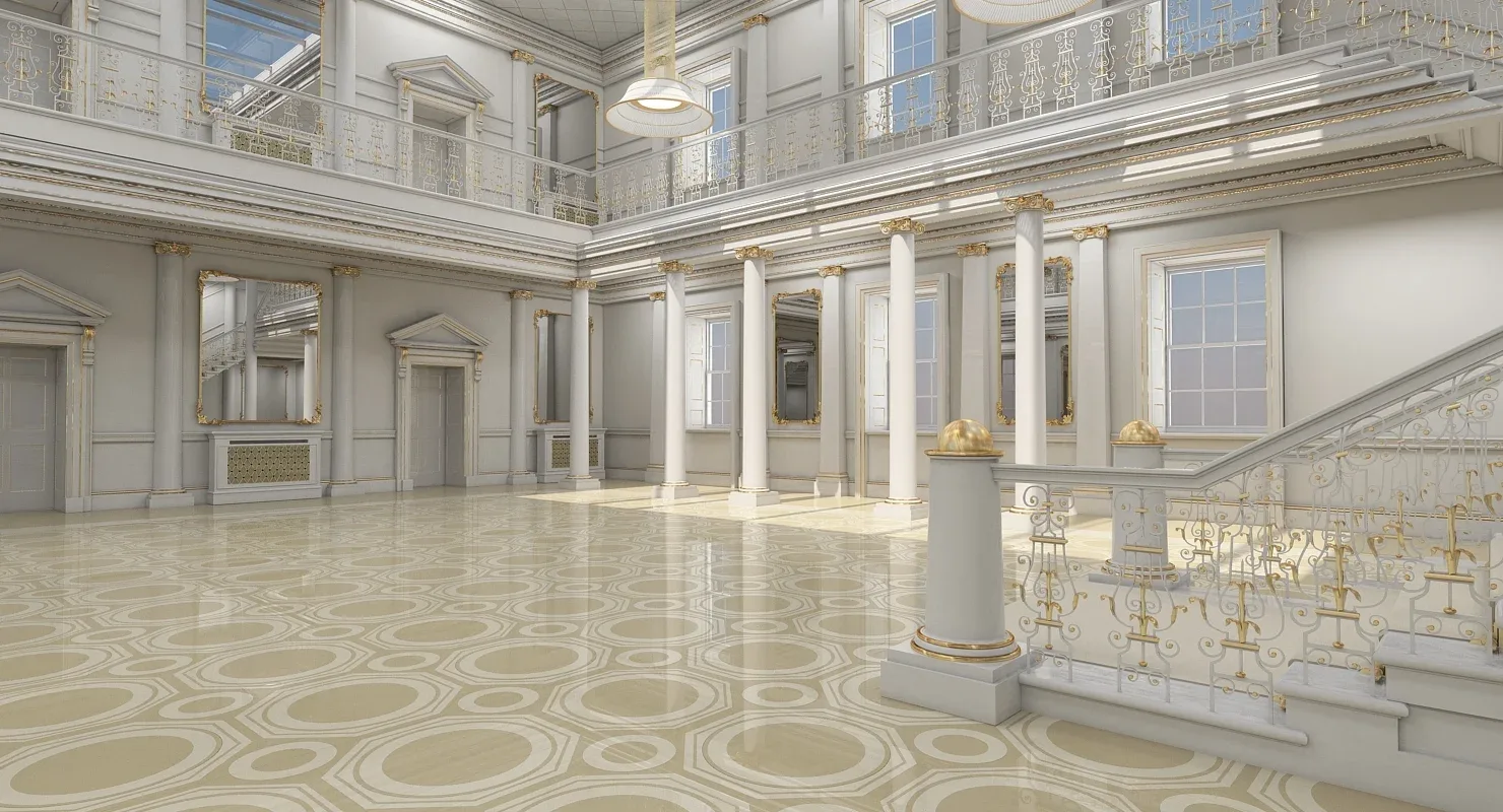 3D model Grand Hall Lobby Staircase 2