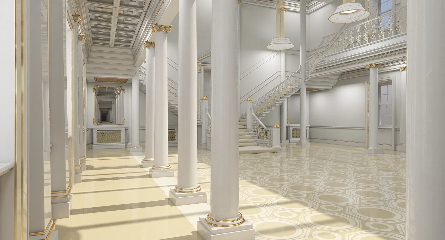 3D model Grand Hall Lobby Staircase 2