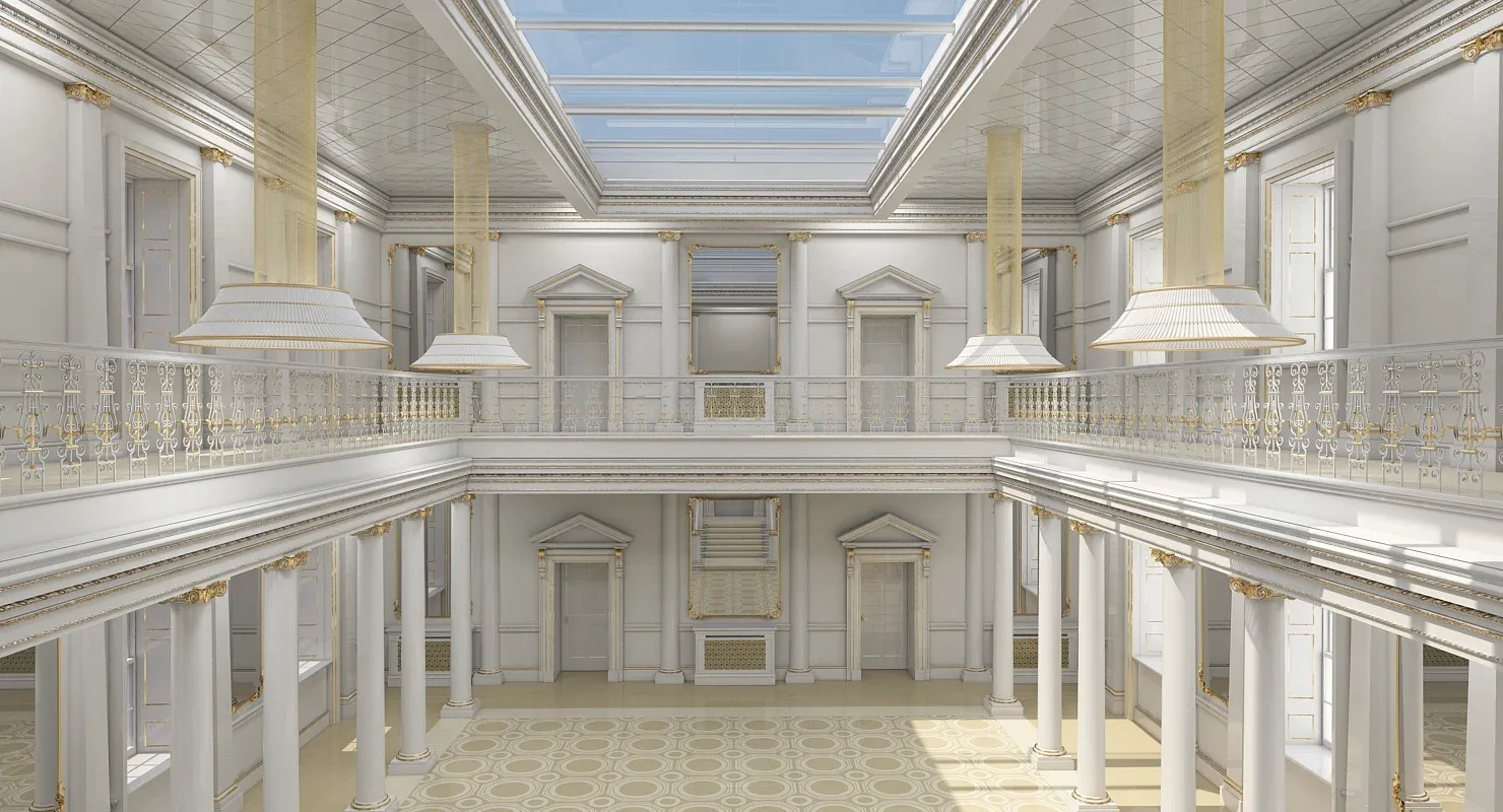 3D model Grand Hall Lobby Staircase 2