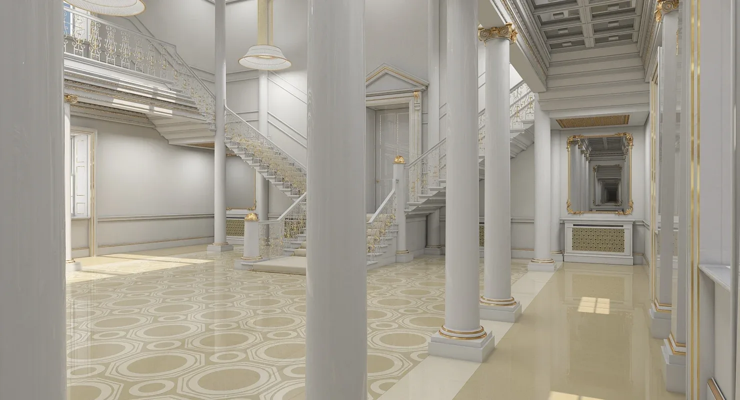 3D model Grand Hall Lobby Staircase 2