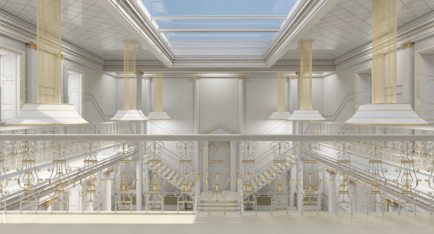 3D model Grand Hall Lobby Staircase 2