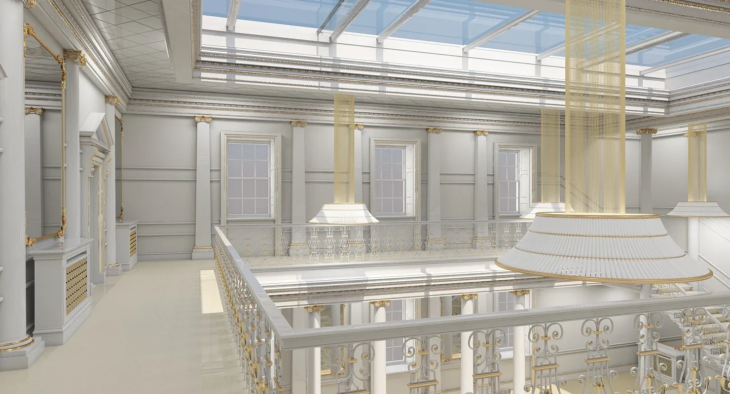 3D model Grand Hall Lobby Staircase 2