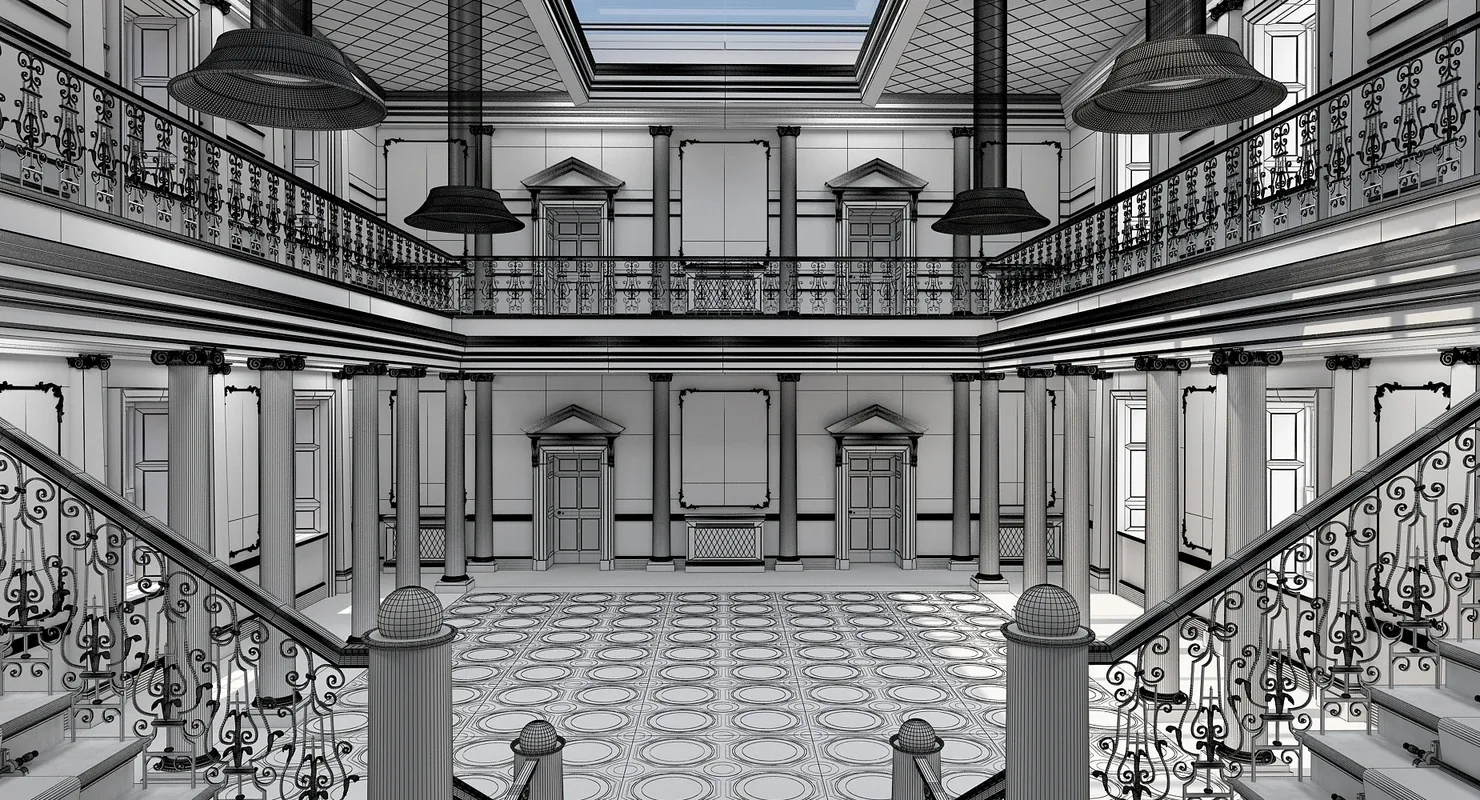 3D model Grand Hall Lobby Staircase 2