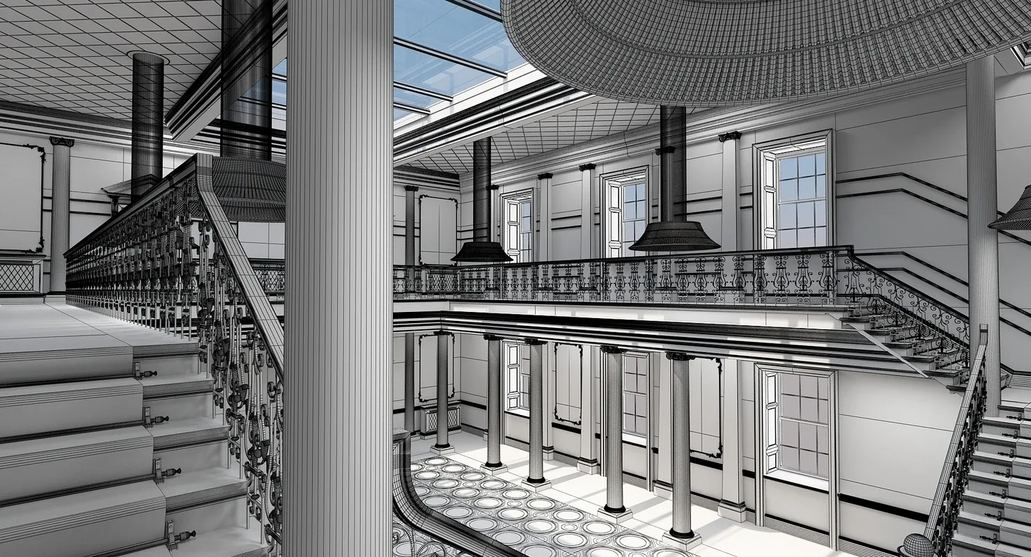 3D model Grand Hall Lobby Staircase 2