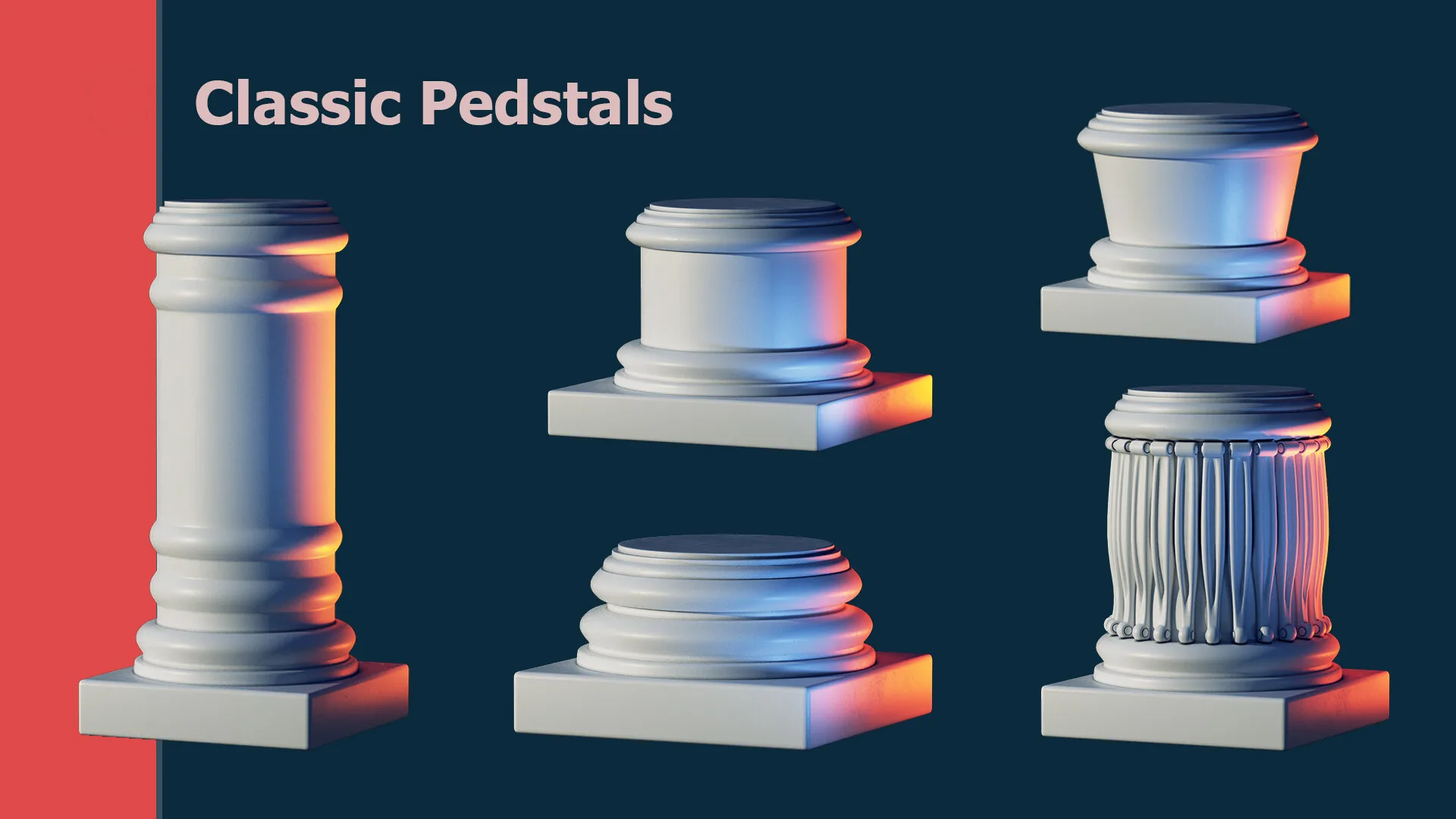 +75 Classic Architectural Ornaments 3d model object kitbash - (VOL-01)