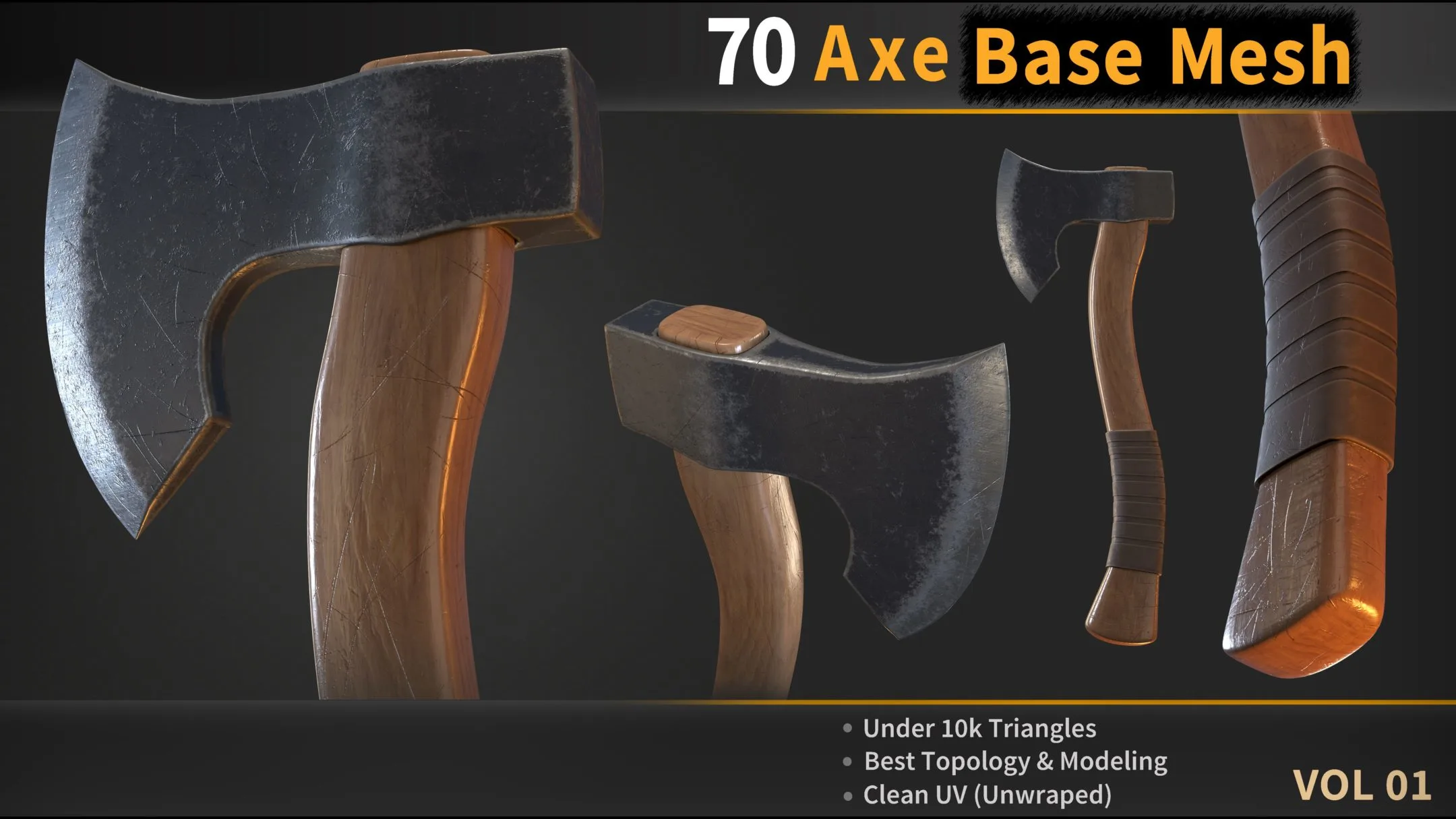 70 Axe Base Mesh - VOL 01 ( Ready for Game )