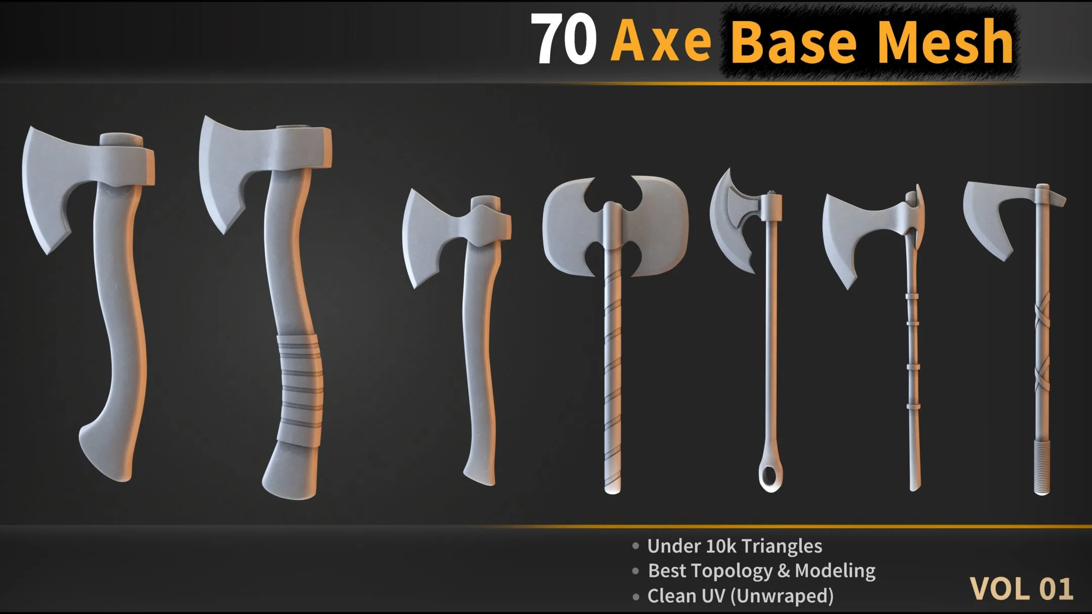 70 Axe Base Mesh - VOL 01 ( Ready for Game )