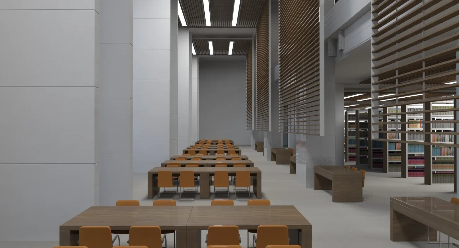 3D Library Interior